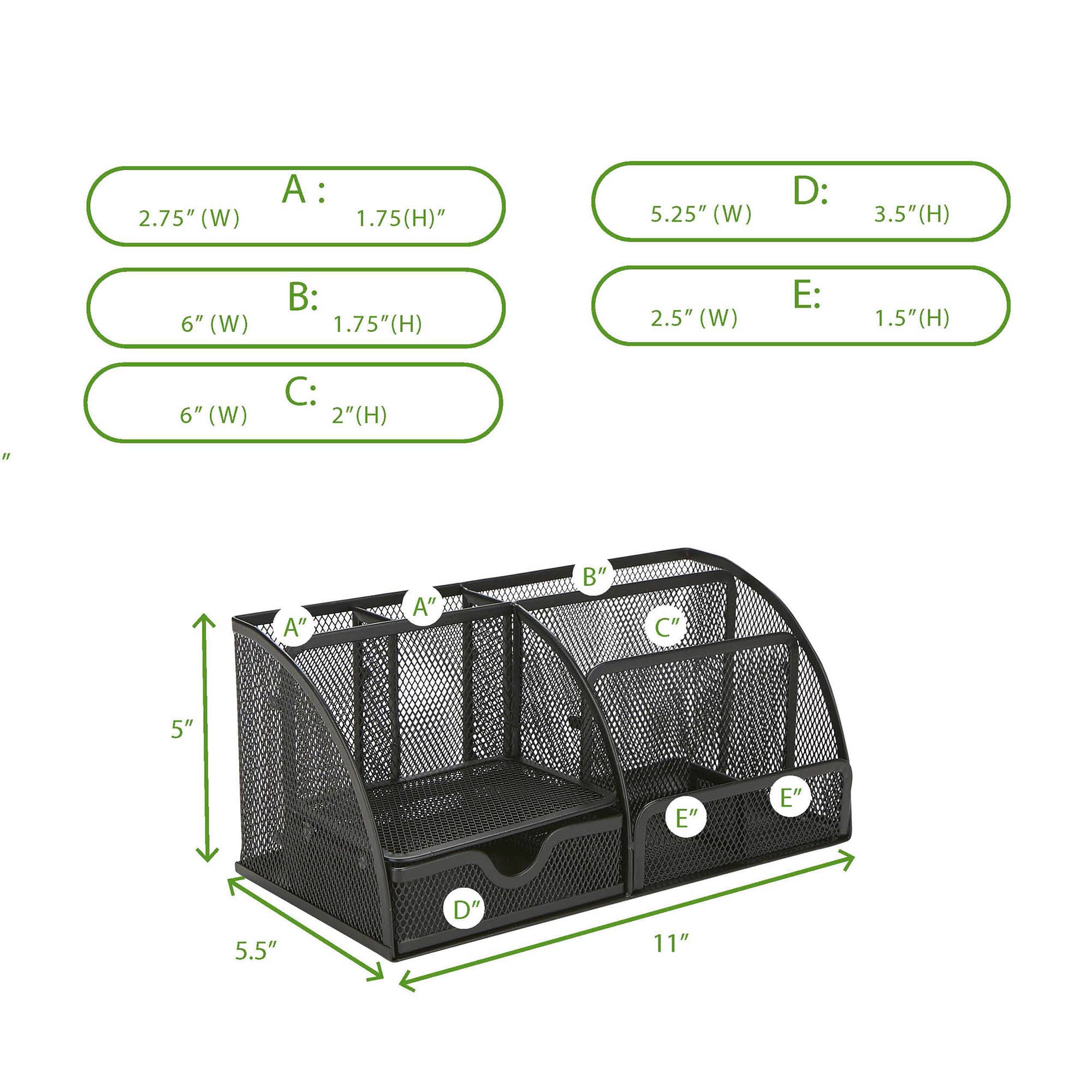 Mind Reader 7-Compartment Desk Organizer Supplies & Accessories Storage
