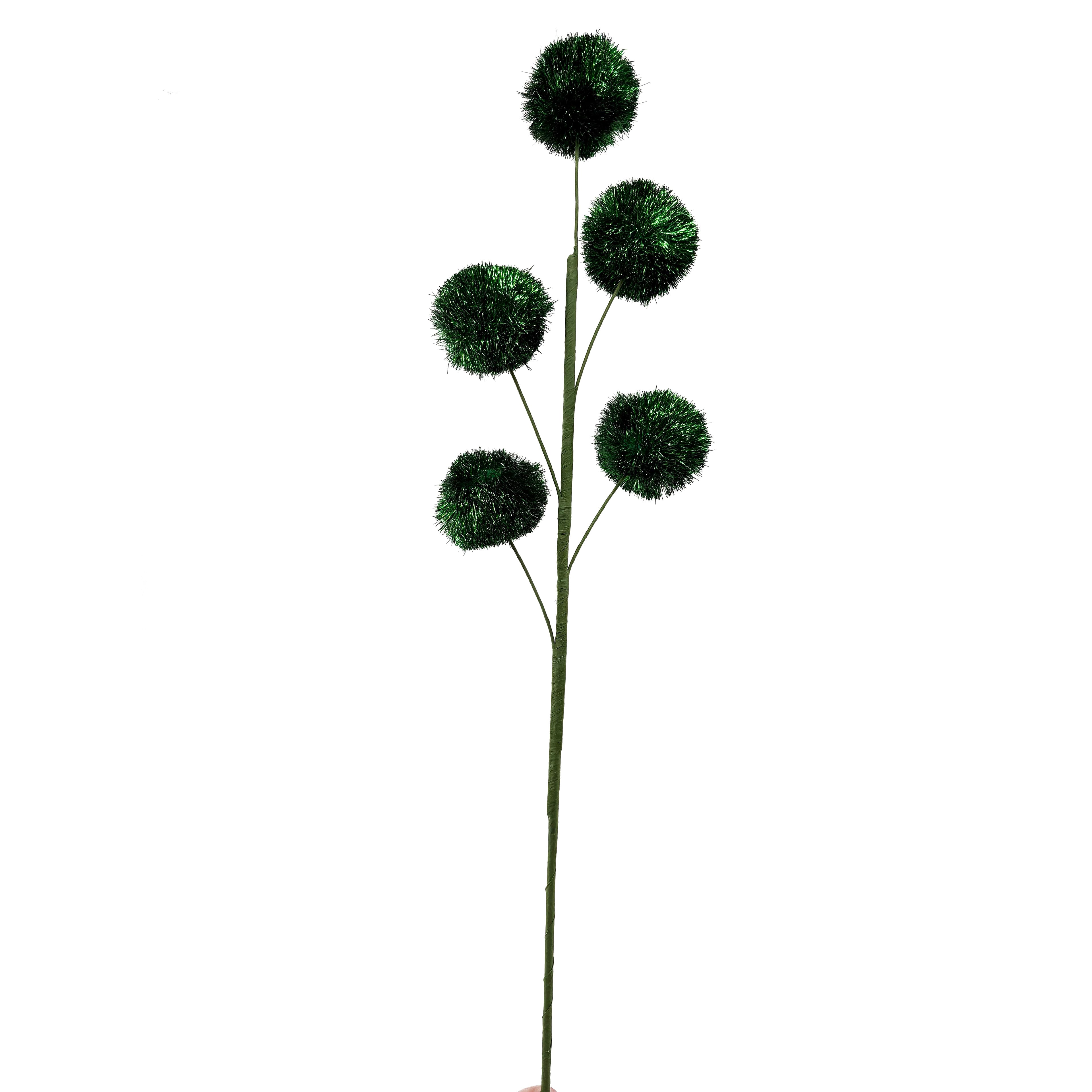 27.5" Green Tinsel Poms Stem by Ashland®
