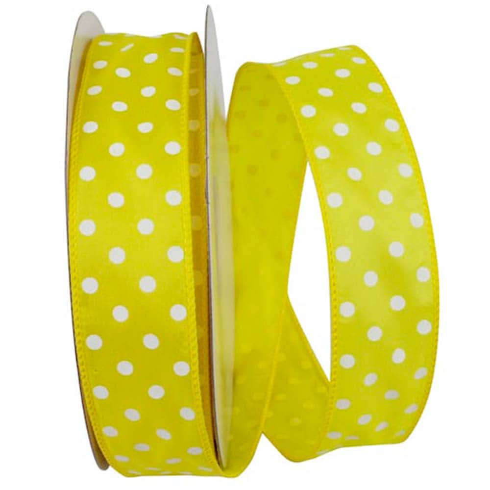JAM Paper 1.5" x 50yd. Polka Dot Wired Satin Ribbon