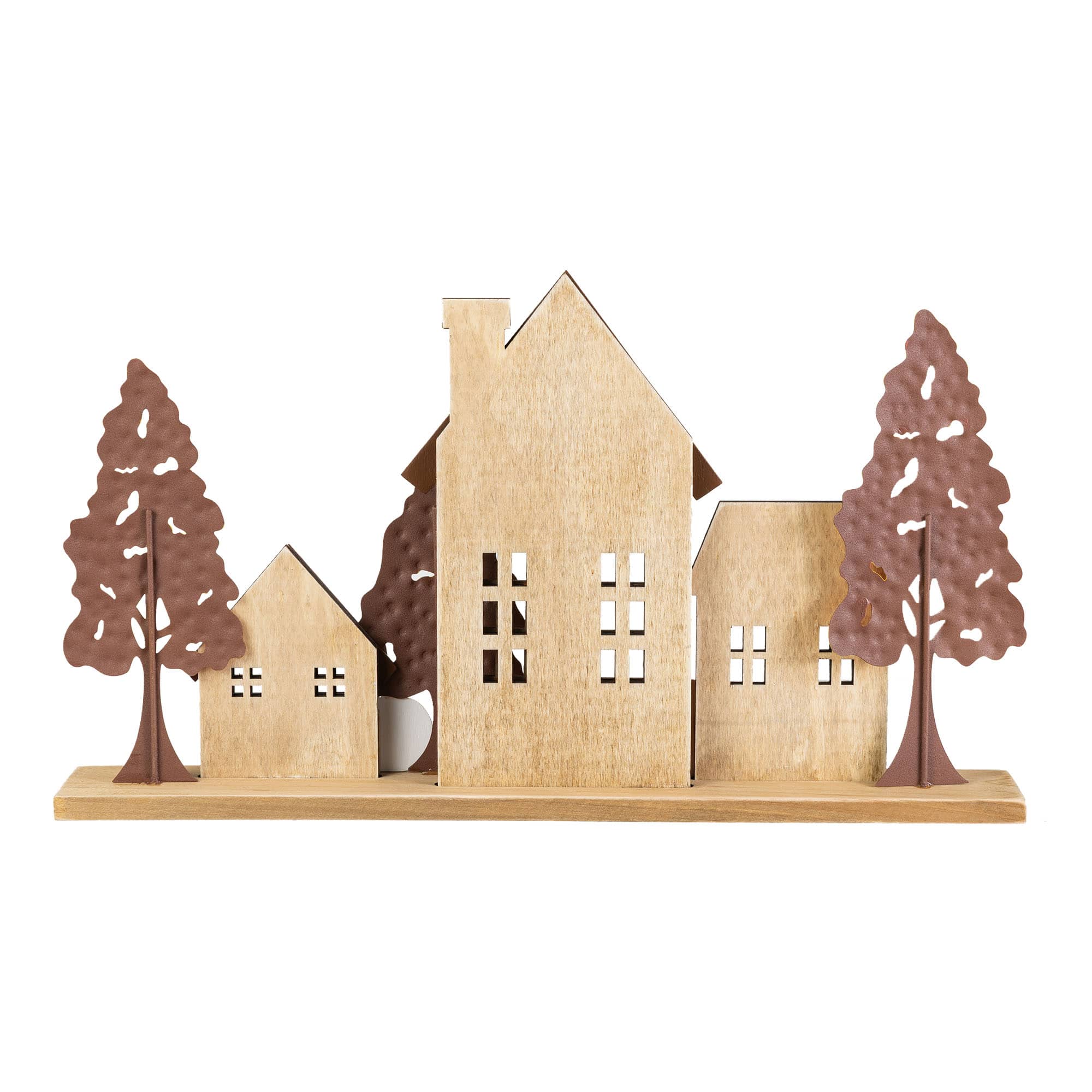 Glitzhome® 18" Fall Metal & Wood Village Table Decor