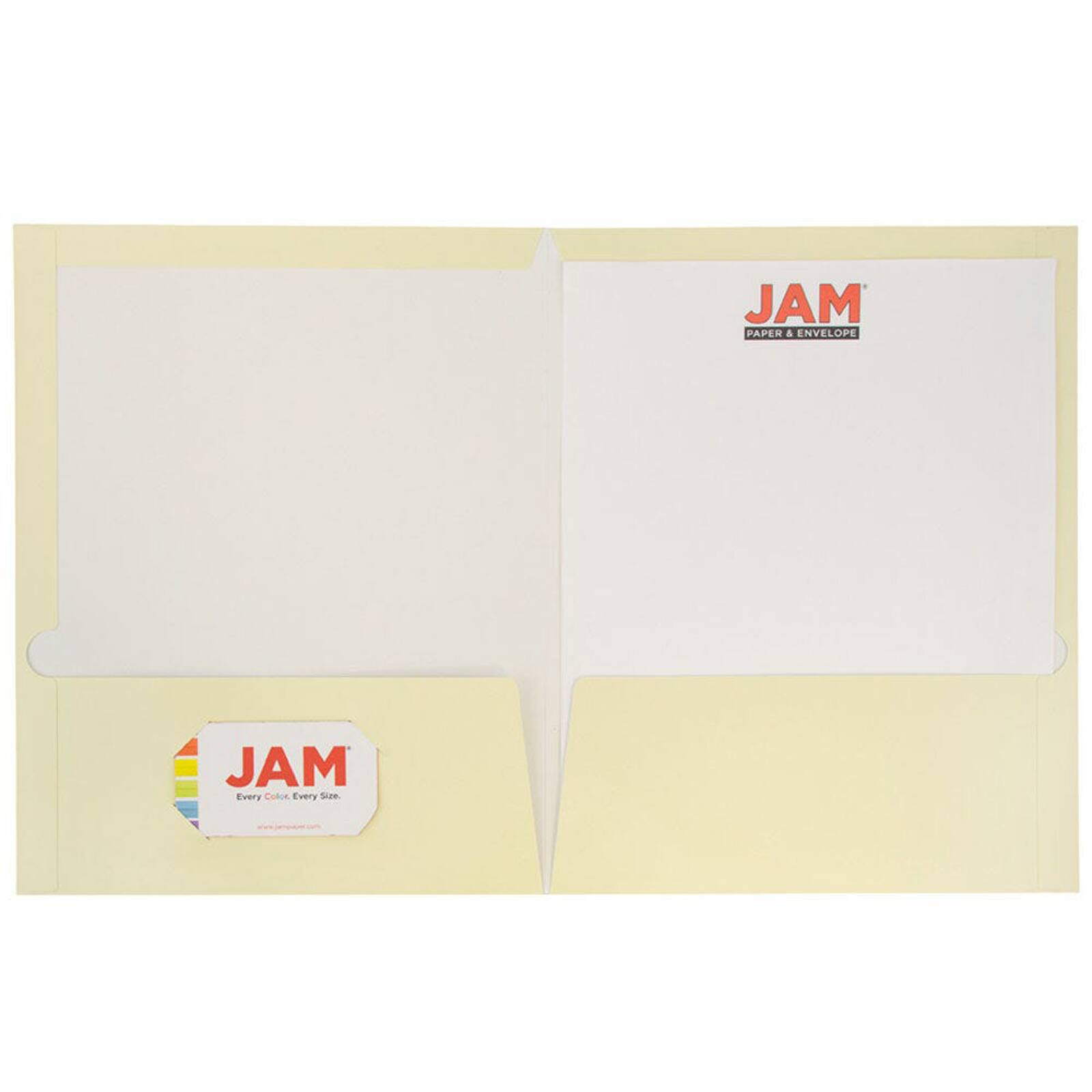 JAM Paper 9.5" x 11.5" Glossy Ivory 2 Pocket School Presentation Folders, 12ct.