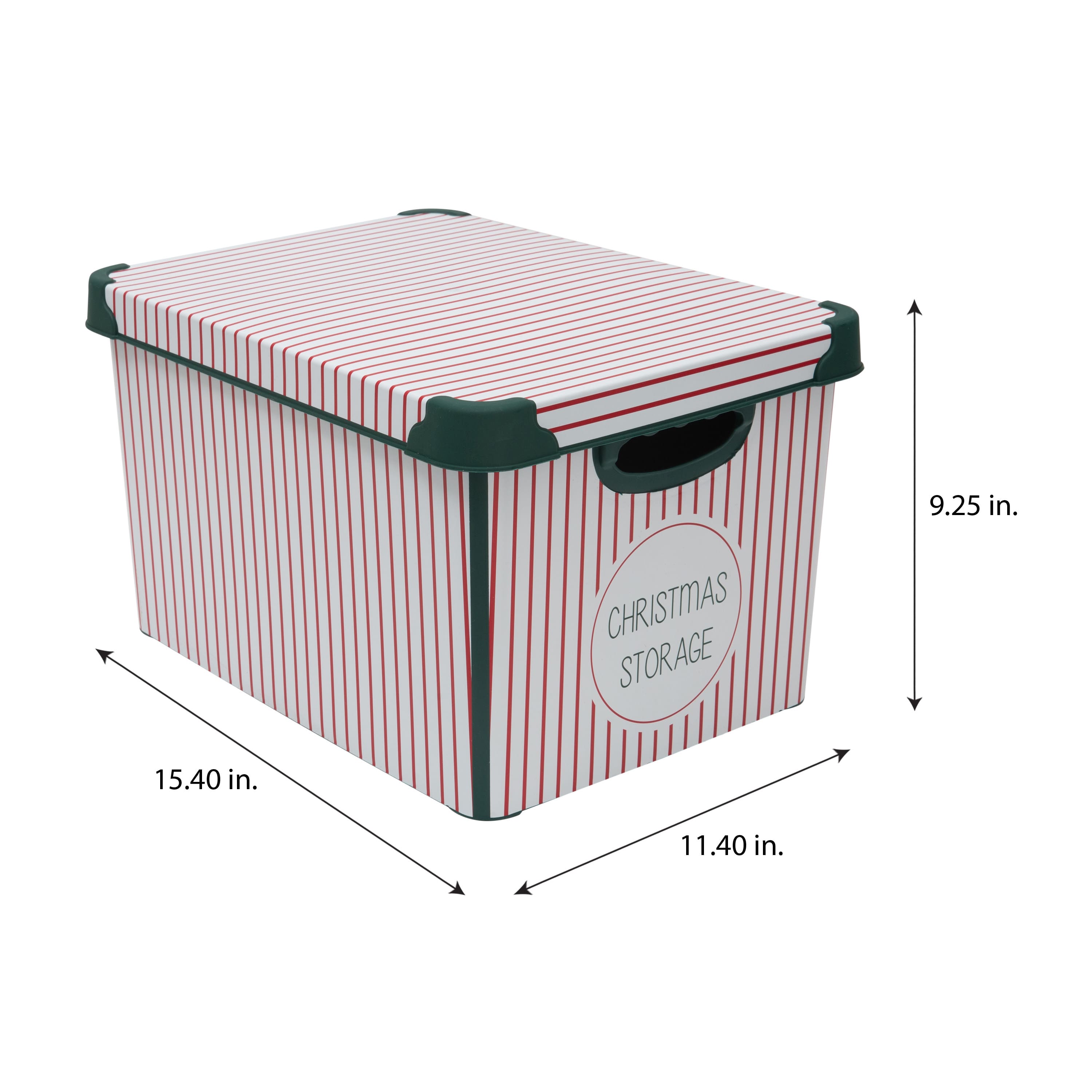 Simplify Christmas Stripe Design Green Ornament Storage Tote Bin