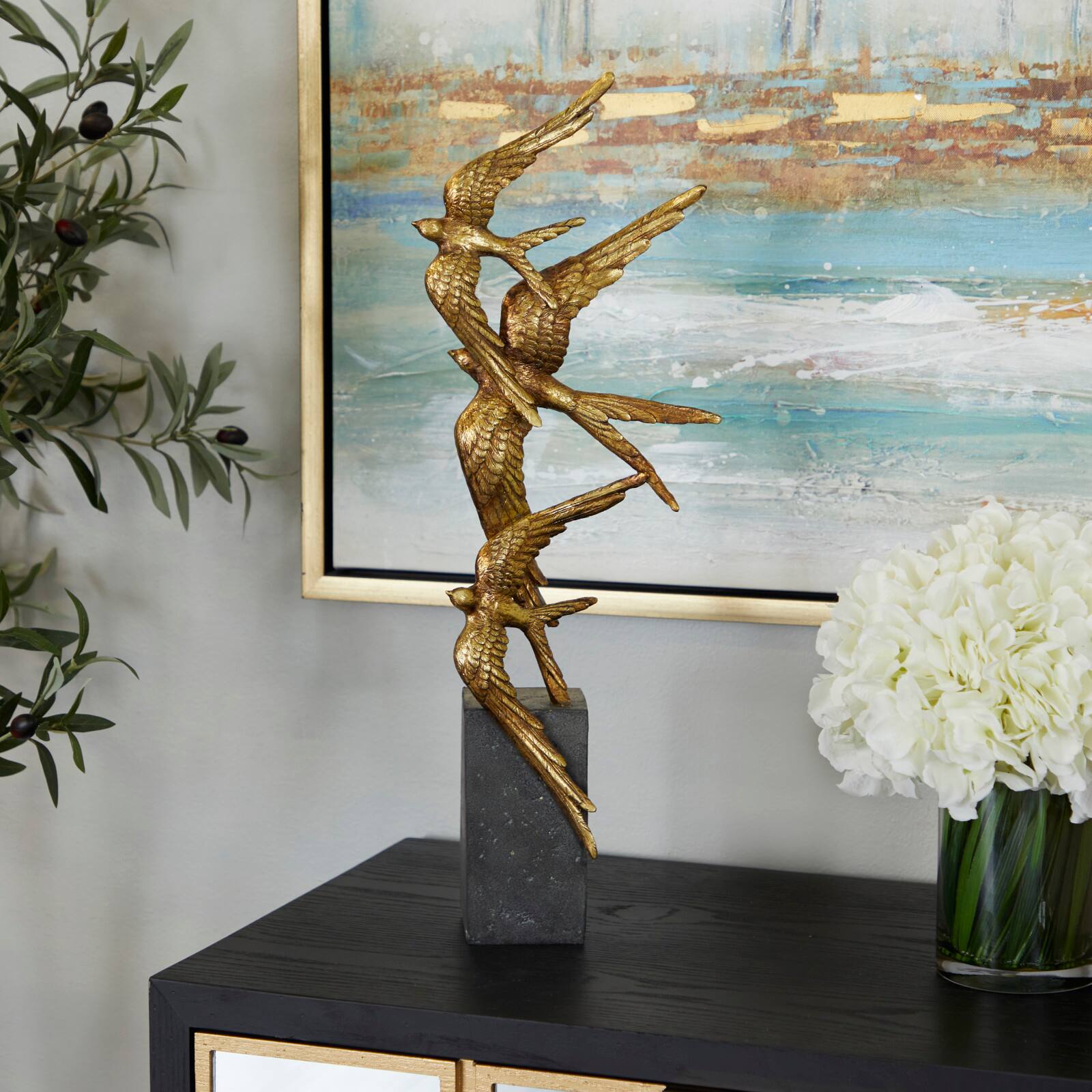 21.5" Polystone Flying Bird Sculpture