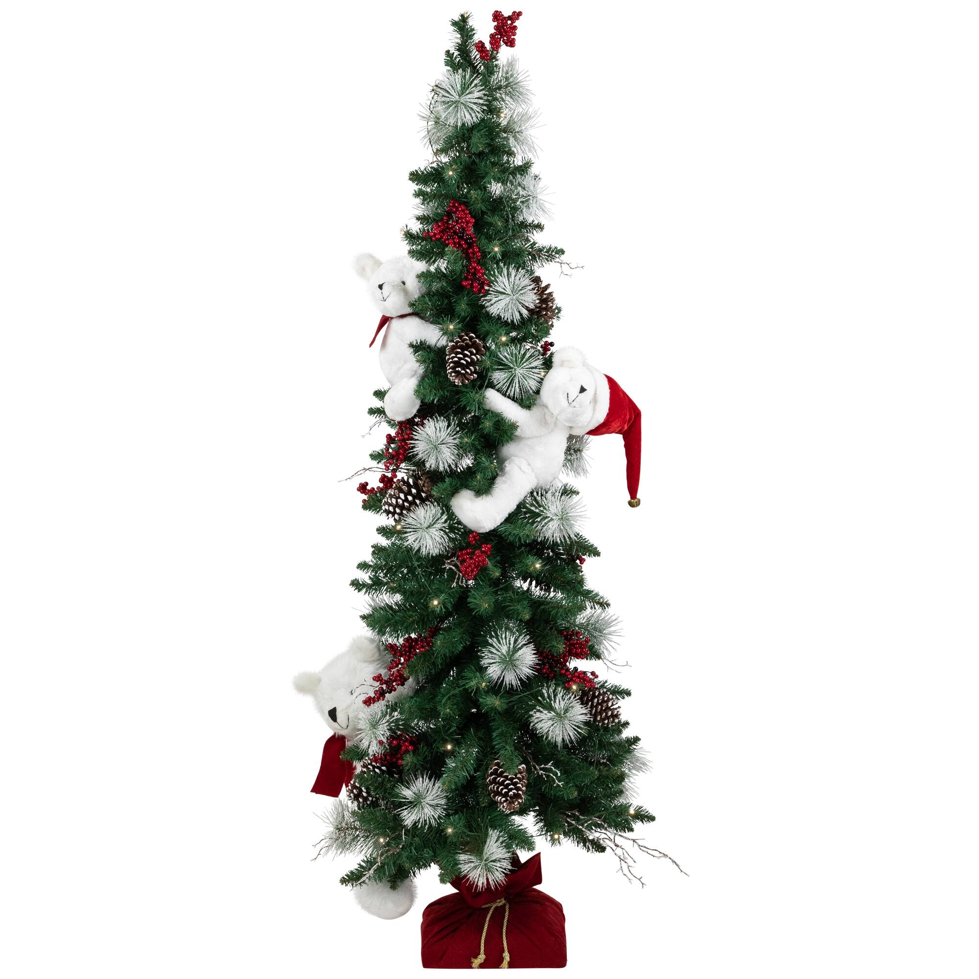 Northlight 5.5ft. Pre-Lit Artificial Christmas Tree with Polar Bears Christmas Decoration, Clear Lights