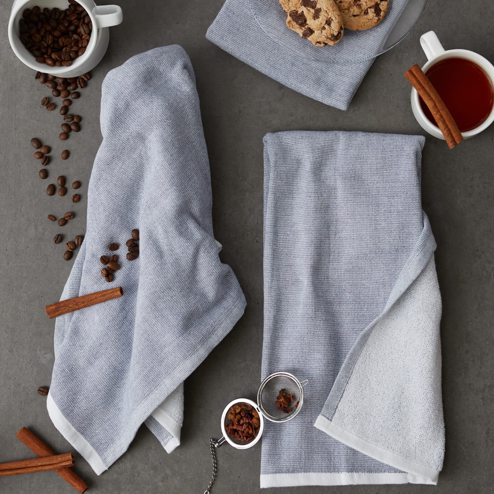 DII® French Blue Chambray Terry Dishtowels, 3ct.