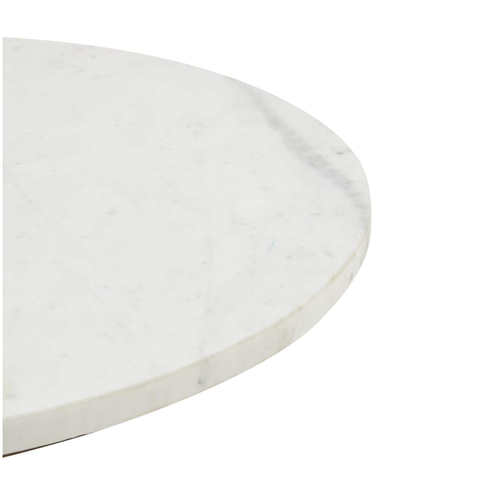 19.25" x 19.75" Gold Metal Geometric Pedestal Accent with White Marble Tabletop