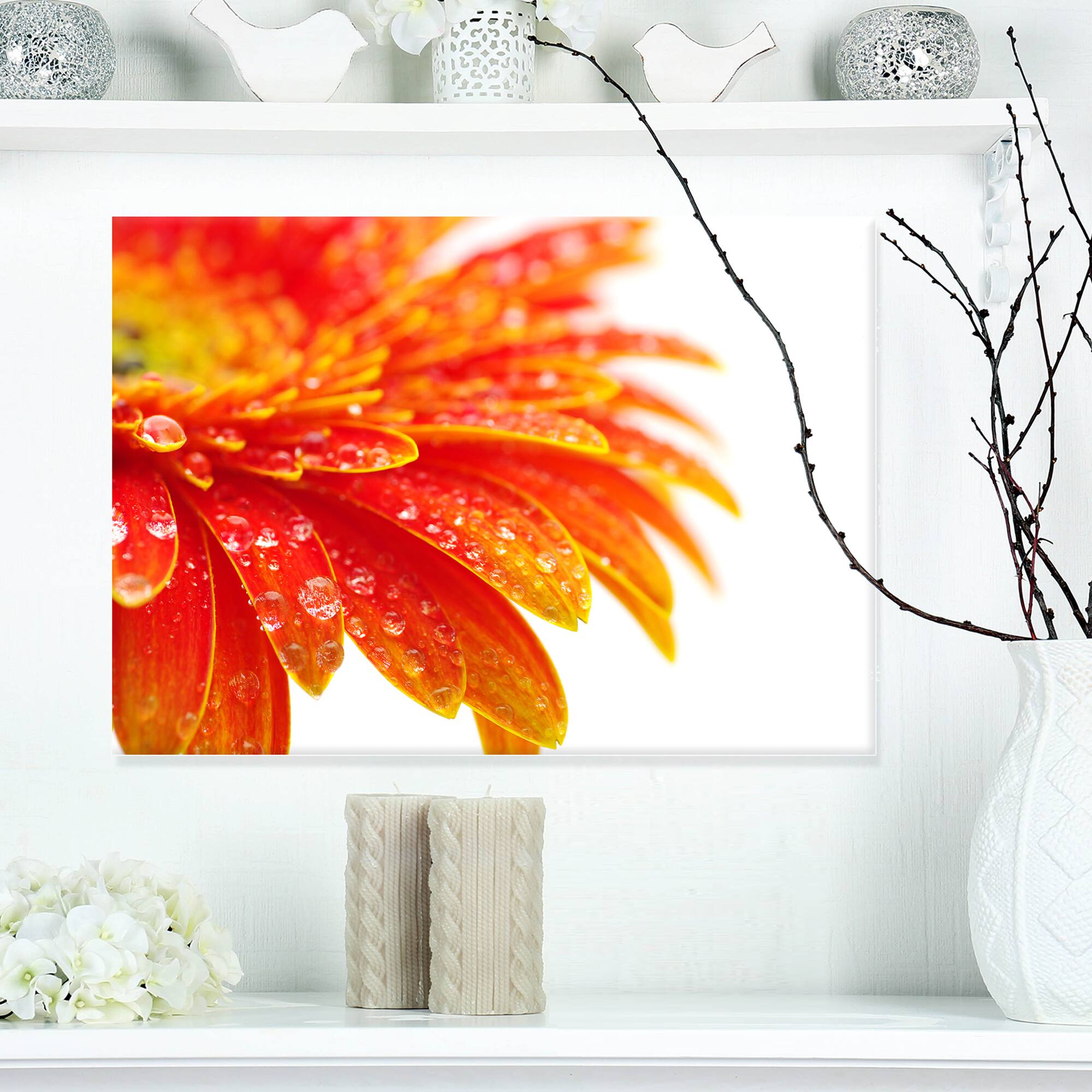 Designart - Orange Gerbera with Raindrops