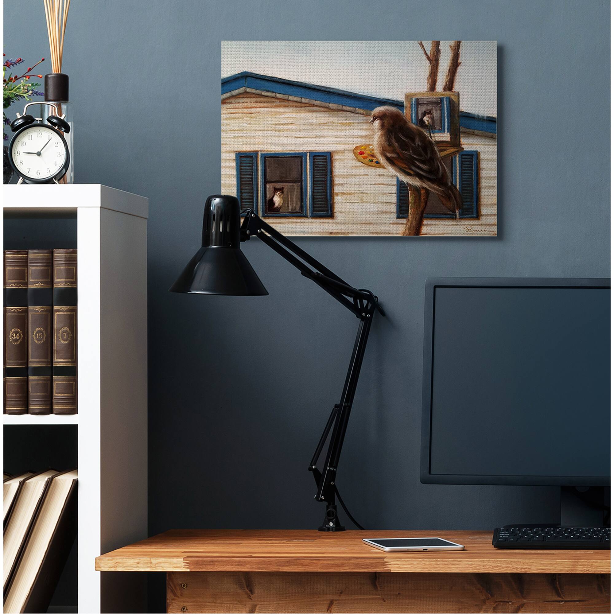 Stupell Industries Bird Paints Indoor Cat Canvas Wall Art