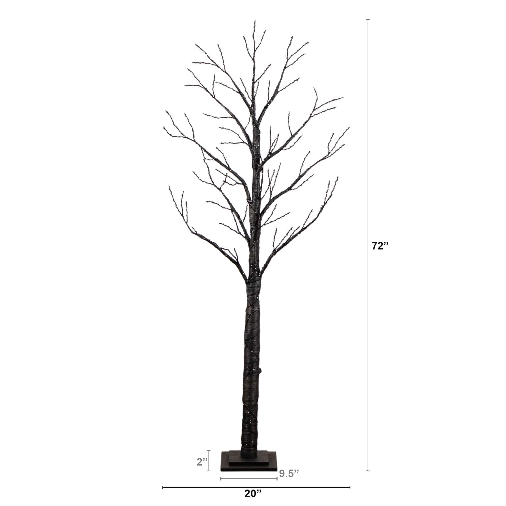 6ft. Pre-Lit Artificial Halloween Twig Tree with 480 Orange & Purple LED Lights