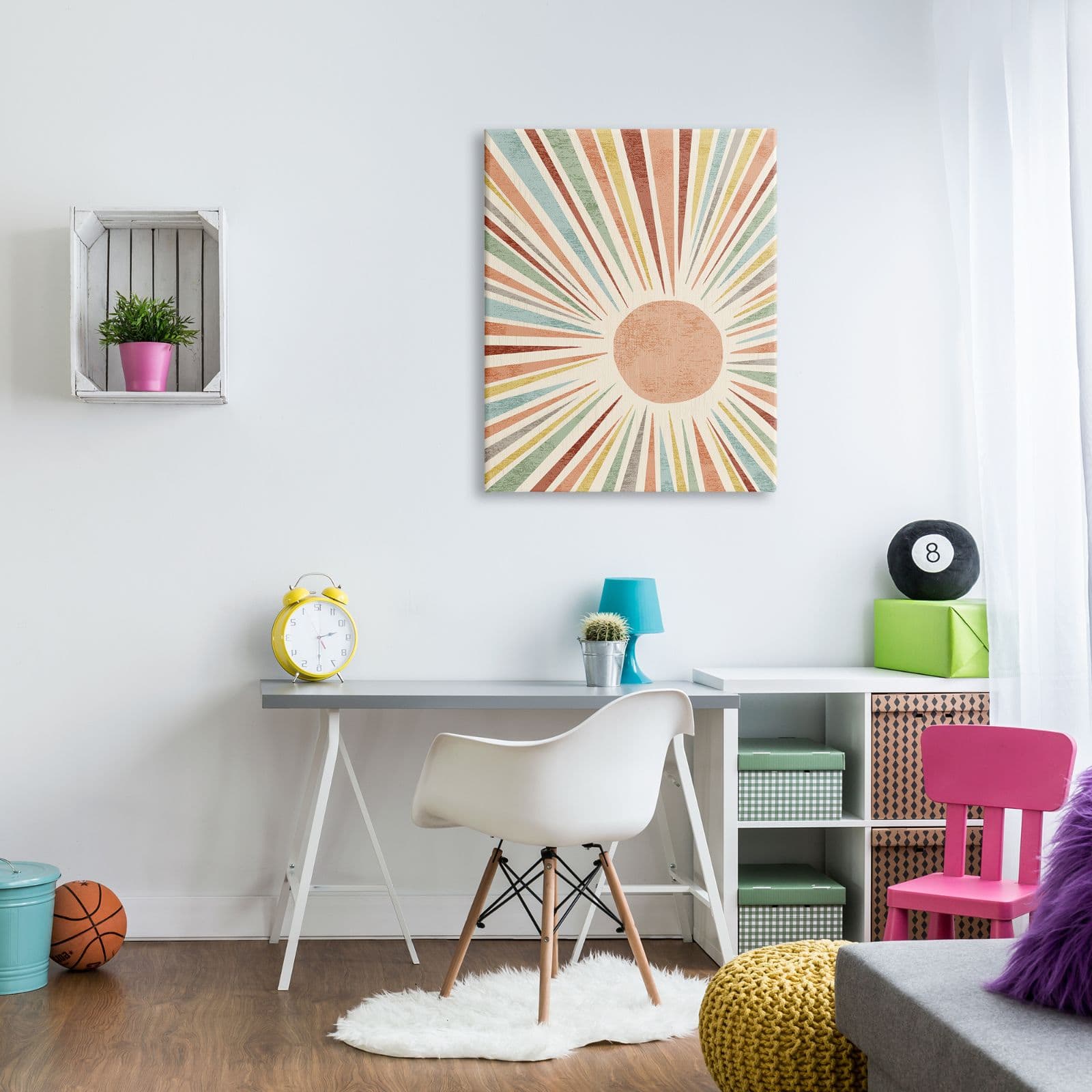 Stupell Industries Children's Bold Summer Sun Warm Tone Abstract Rays Canvas Wall Art