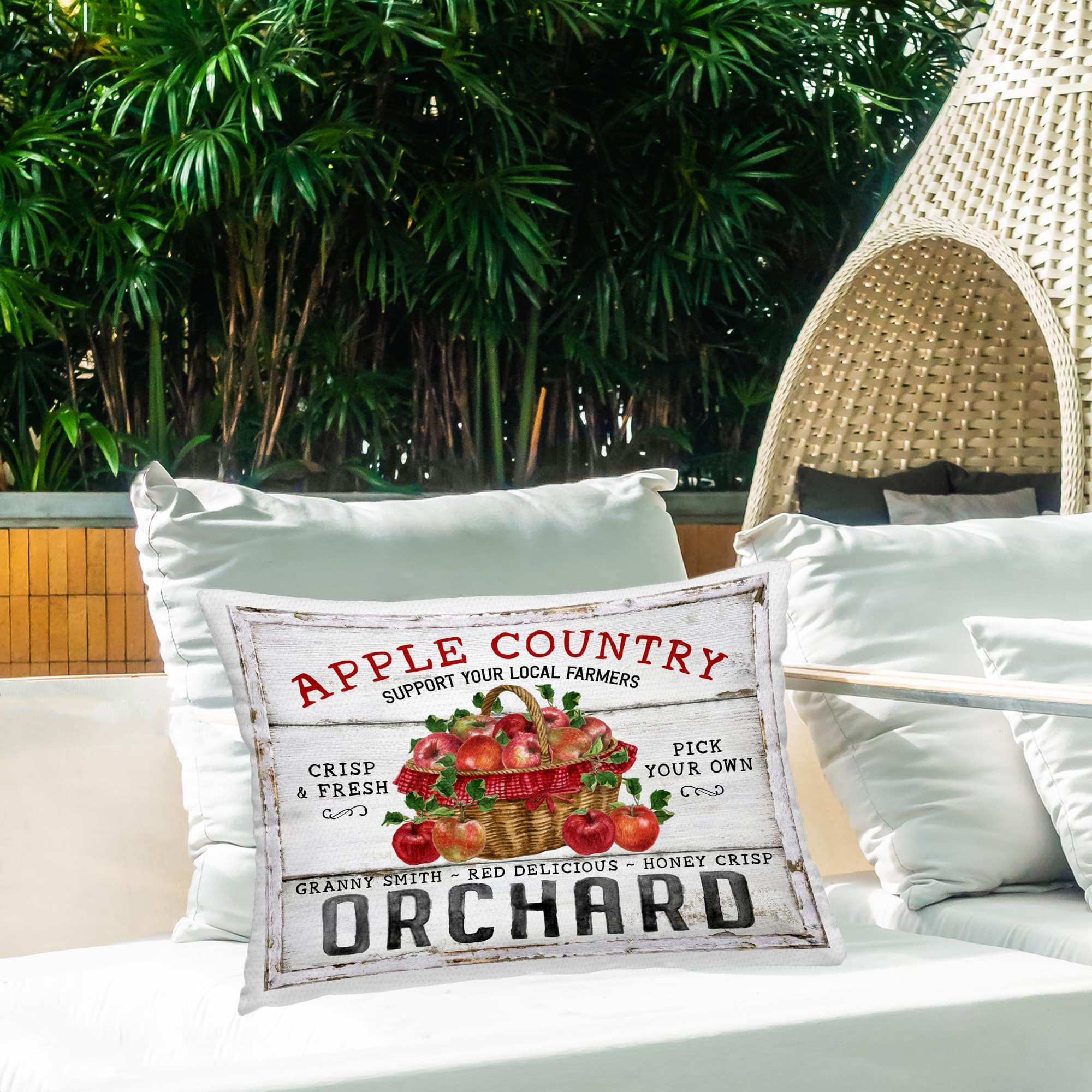 Stupell Industries Rustic Apple Orchard Outdoor Printed Pillow
