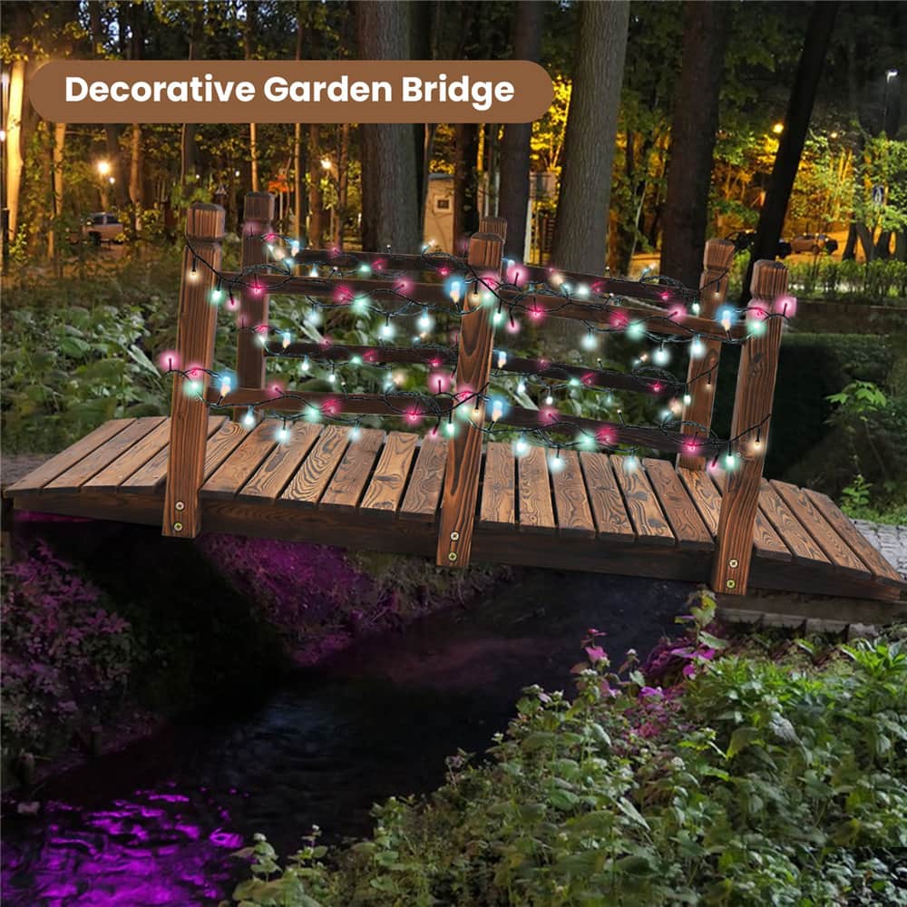 Costway 5ft. Stained Finish Decorative Solid Wooden Garden Pond Arch Walkway