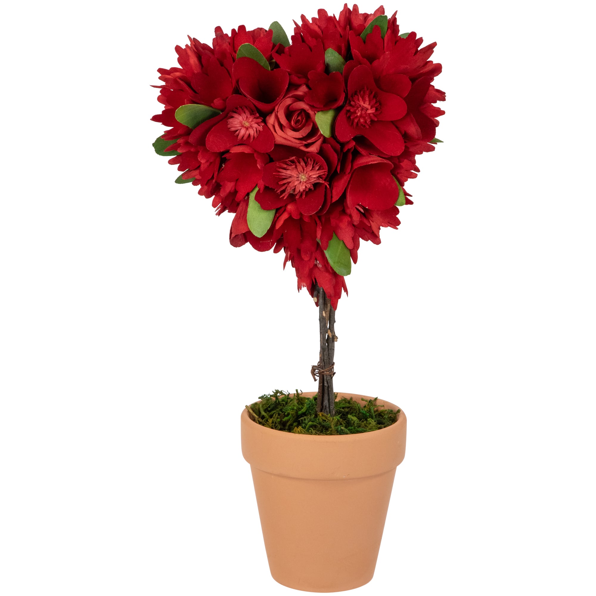 14" Red Wooden Mixed Floral Valentine's Day Artificial Potted Topiary By Northlight | Michaels®