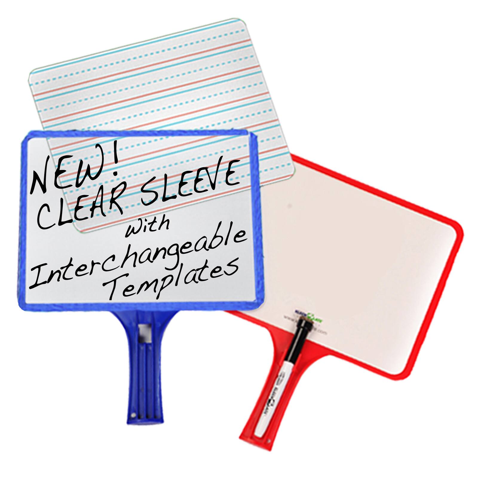 KleenSlate® Handheld Whiteboards with Clear Dry Erase Sleeves & Markers, 24 Sets