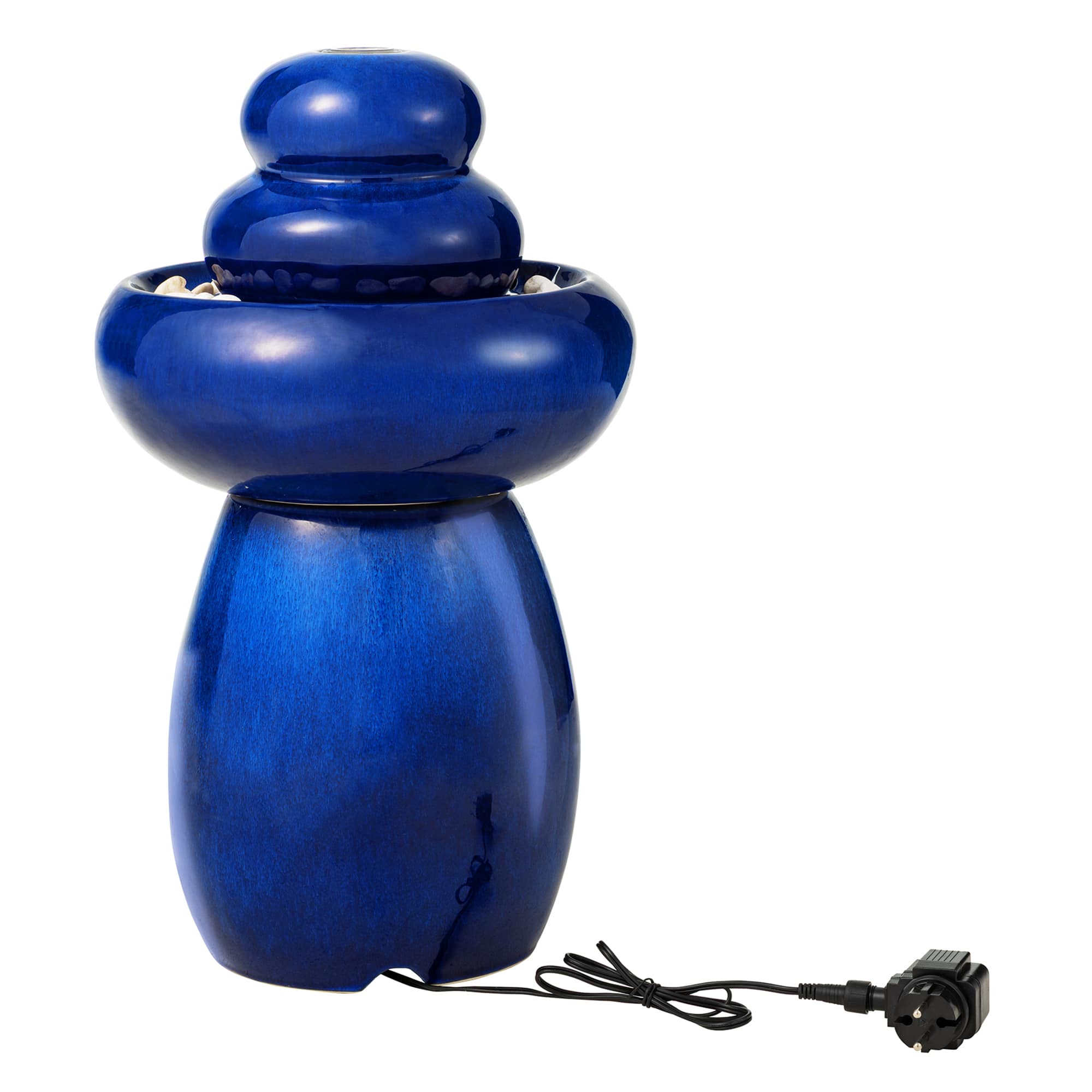 Glitzhome® 22" Zen-Style LED Cobalt Blue Pebble Outdoor Fountain