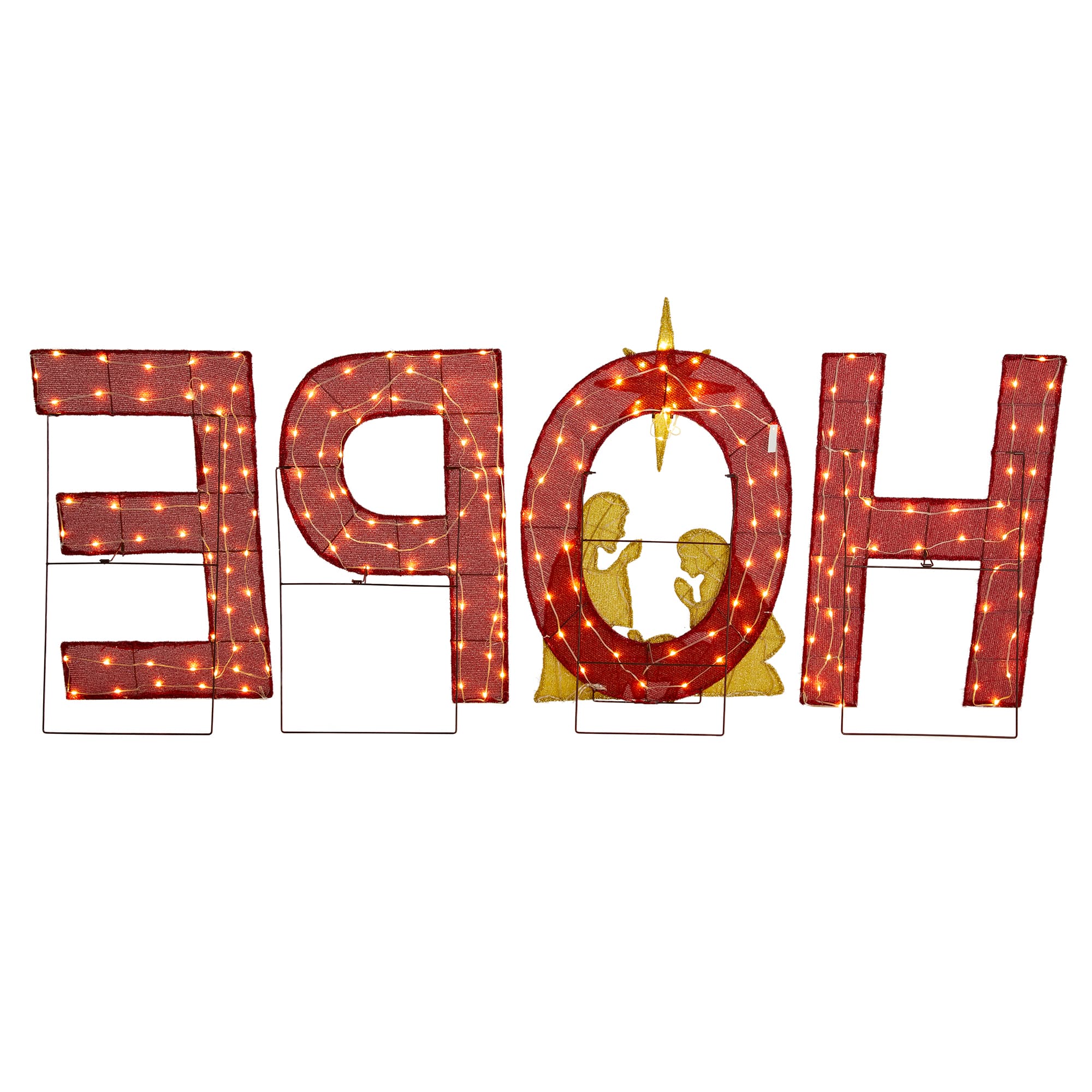 Glitzhome® 80.75"L Lighted Christmas 2D Fabric Nativity HOPE Outdoor Decor Set