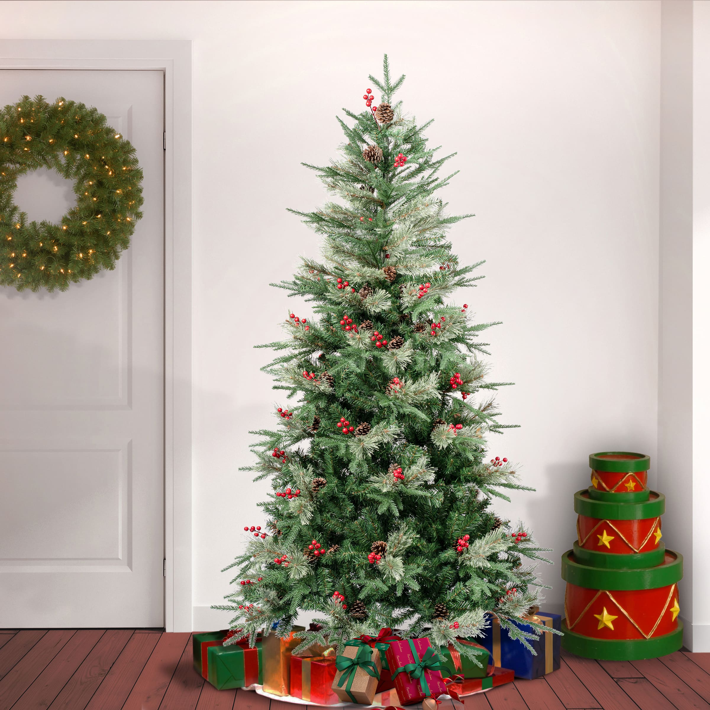 6ft. Unlit Feel Real® Duxbury Pine Mixed Slim Hinged Artificial Christmas Tree