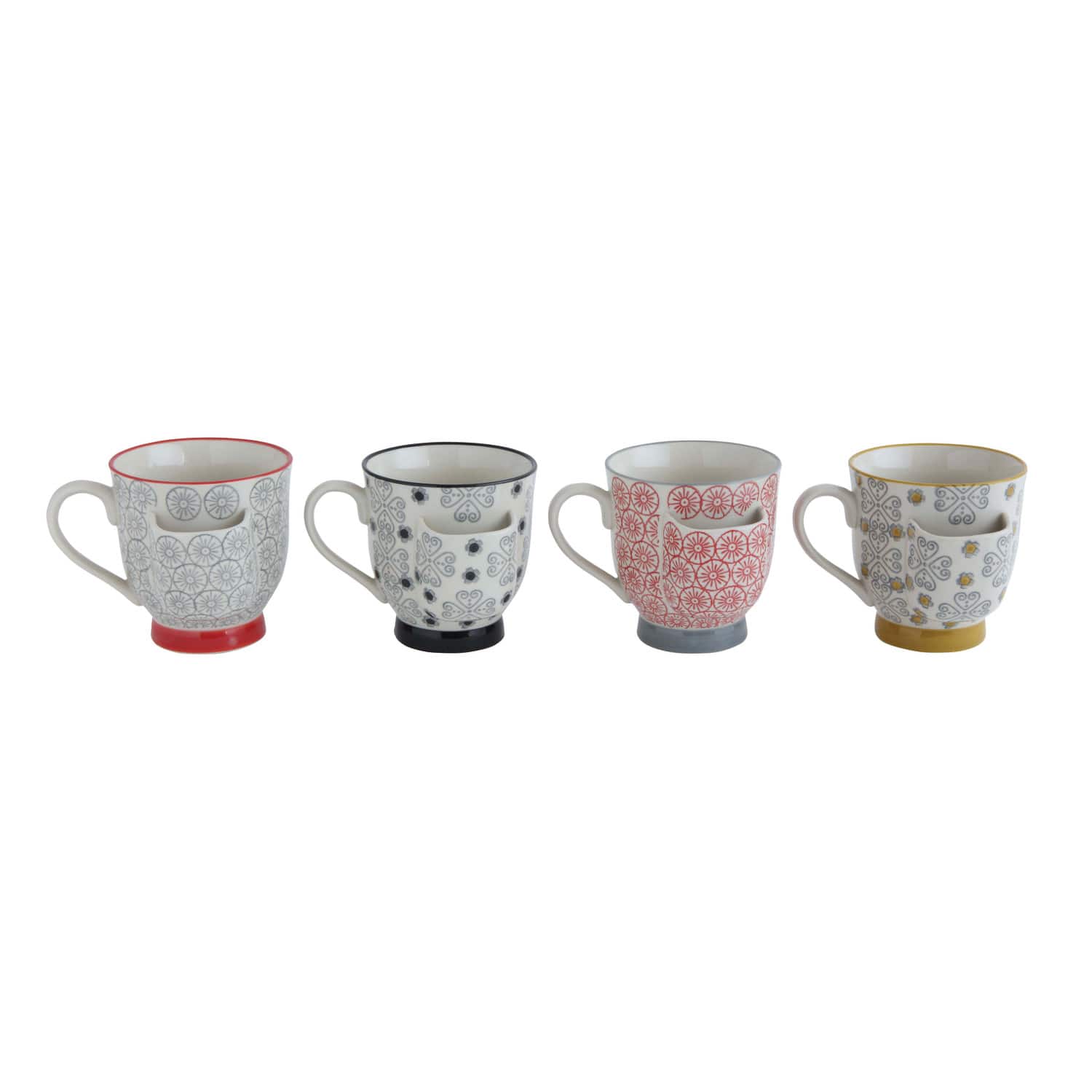 Hello Honey® Floral Stoneware Mugs with Tea Bag Holders Set