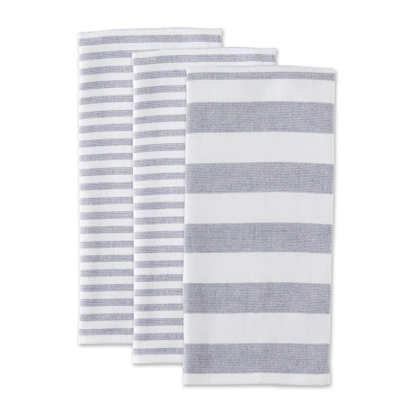 DII® French Blue Nautical Stripe Terry Dishtowels, 3ct.