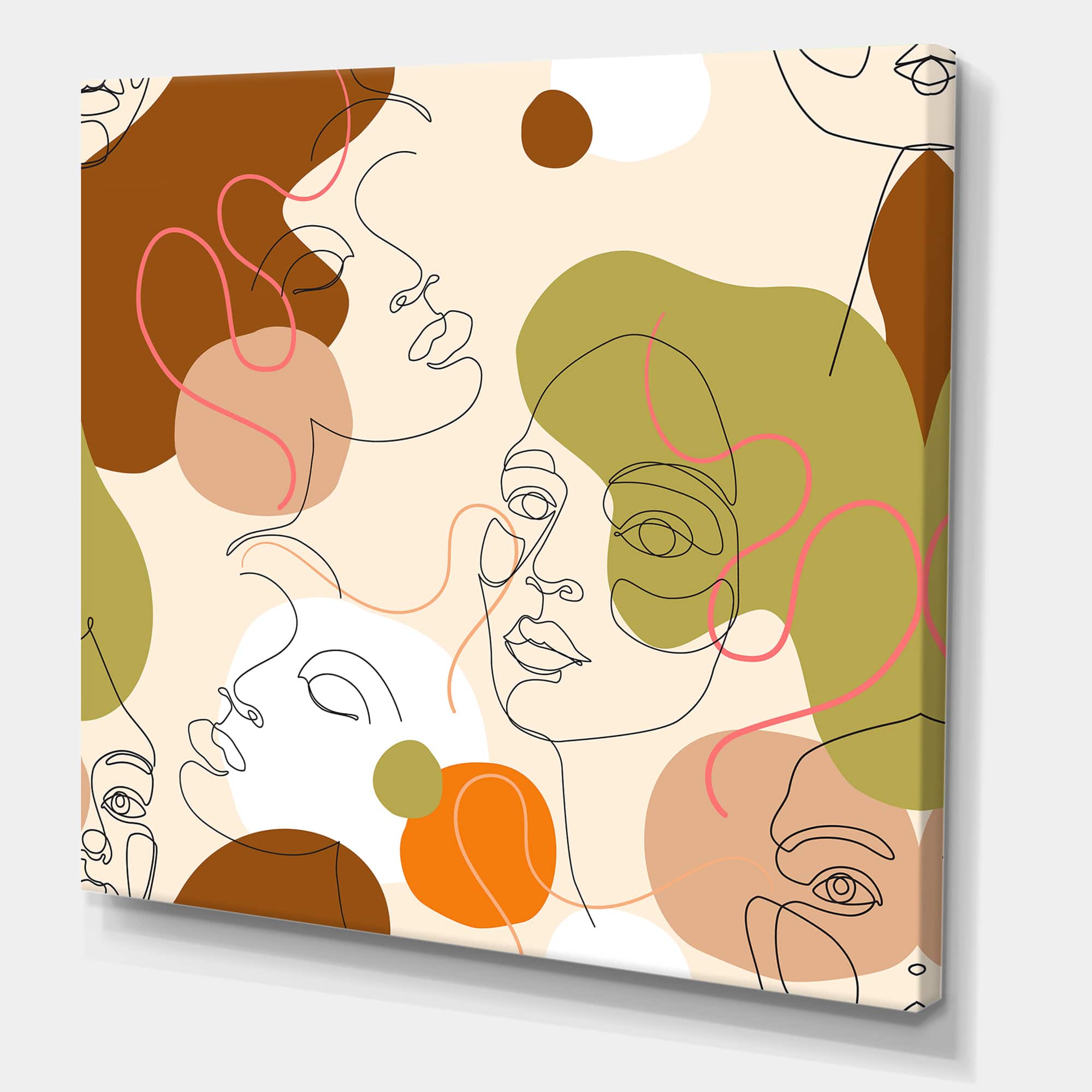 Designart - One Line Portrait of African American Women III - Modern Canvas Wall Art Print