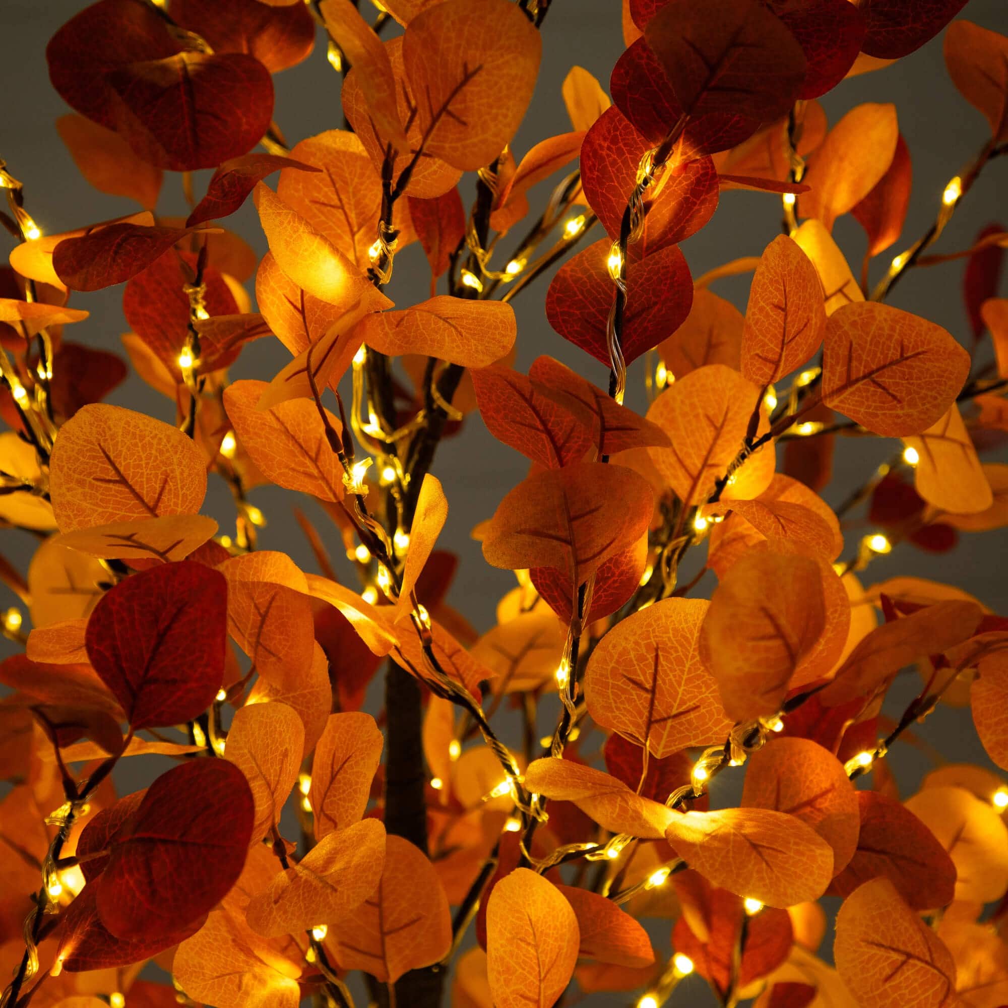 6ft. Pre-Lit Bright Autumn Eucalyptus Artificial Fall Tree with 420 Warm White LED Lights