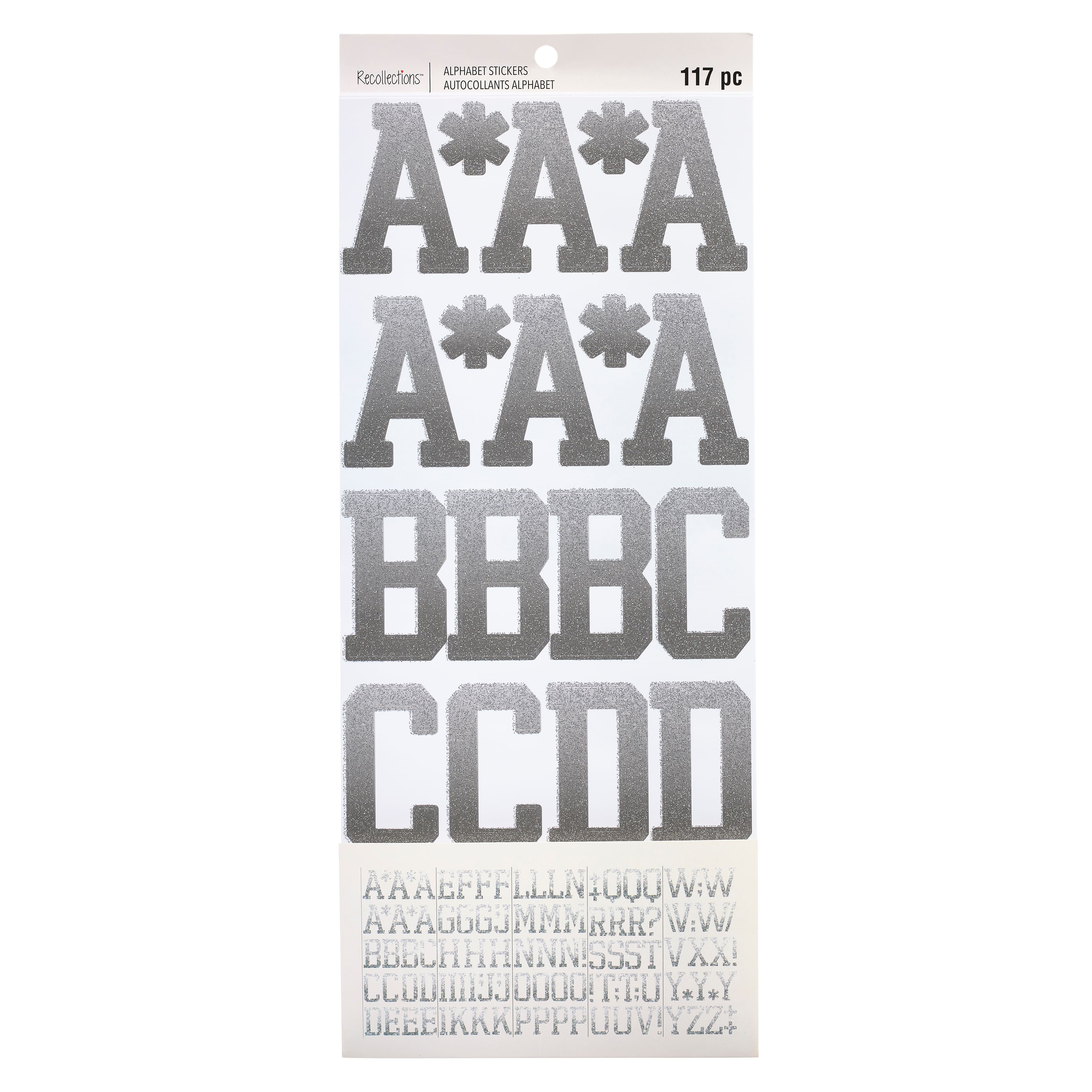 6 Packs: 117 ct. (702 total) Silver Glitter Ombre Alphabet Stickers by Recollections™