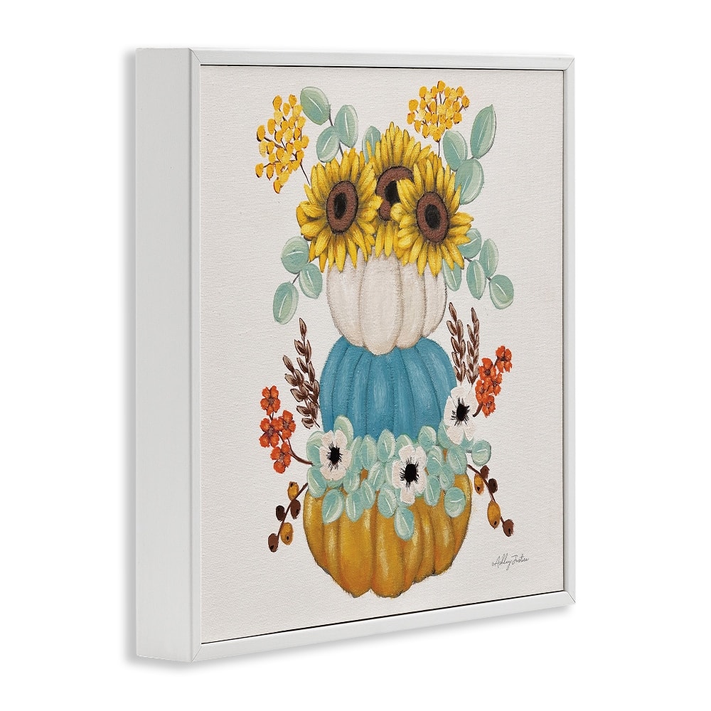 Stupell Industries Seasonal Flower & Pumpkins Framed Giclee Art