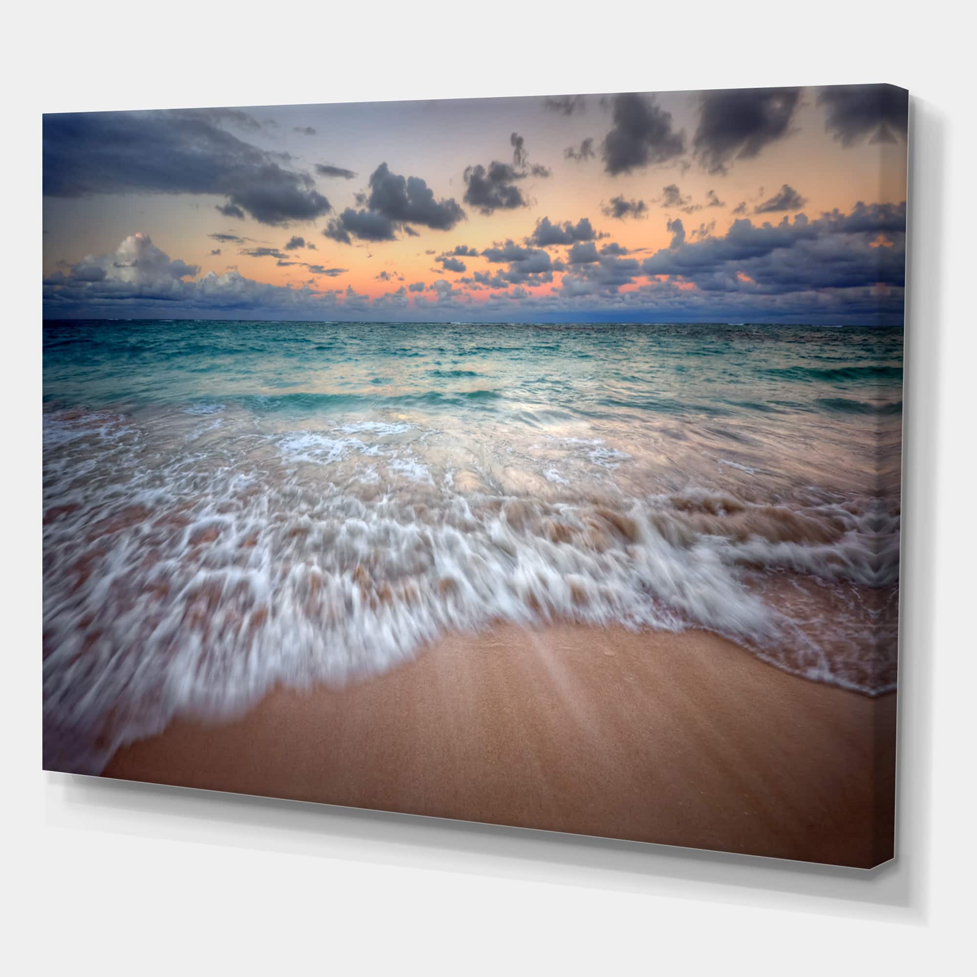 Designart - Waves Crashing Serene Seashore - Seascape Canvas Art Print