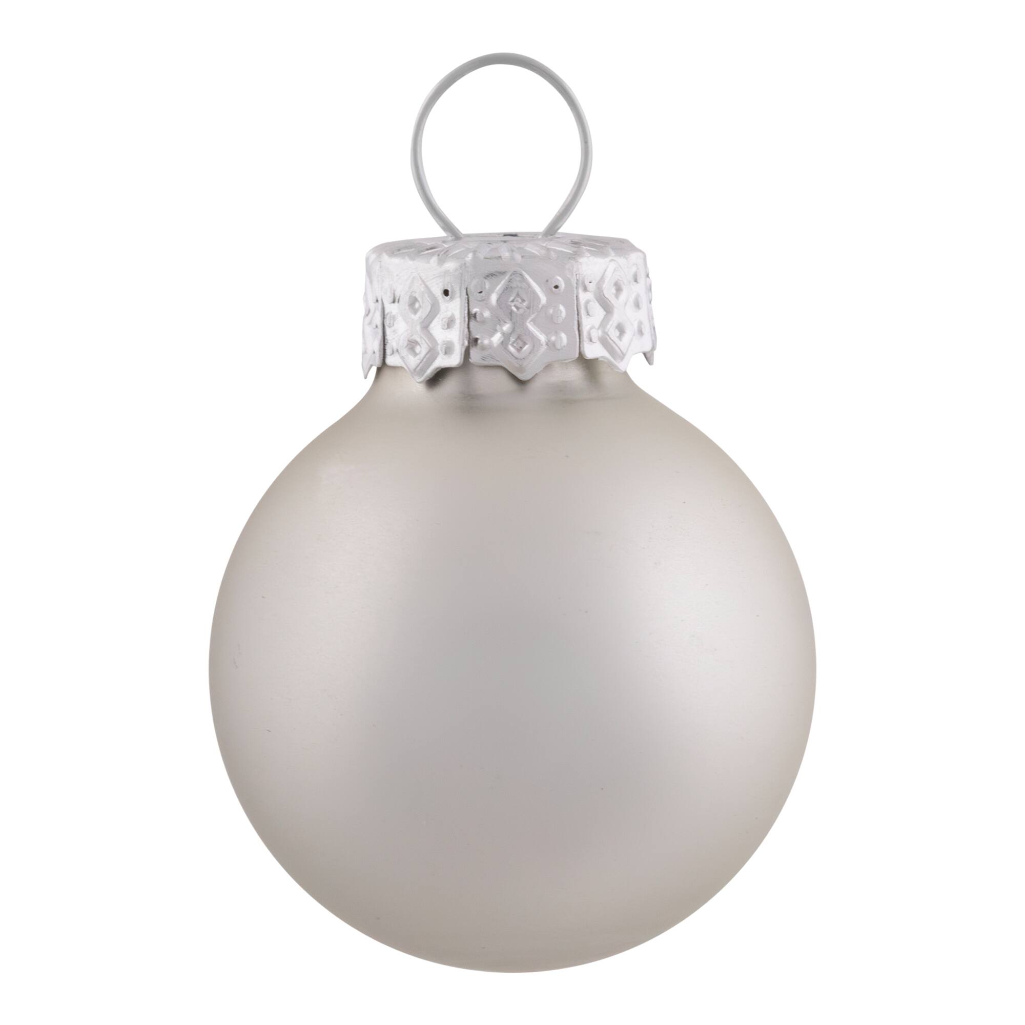 24ct. 1" 2-Finish Silver Glass Ball Ornaments