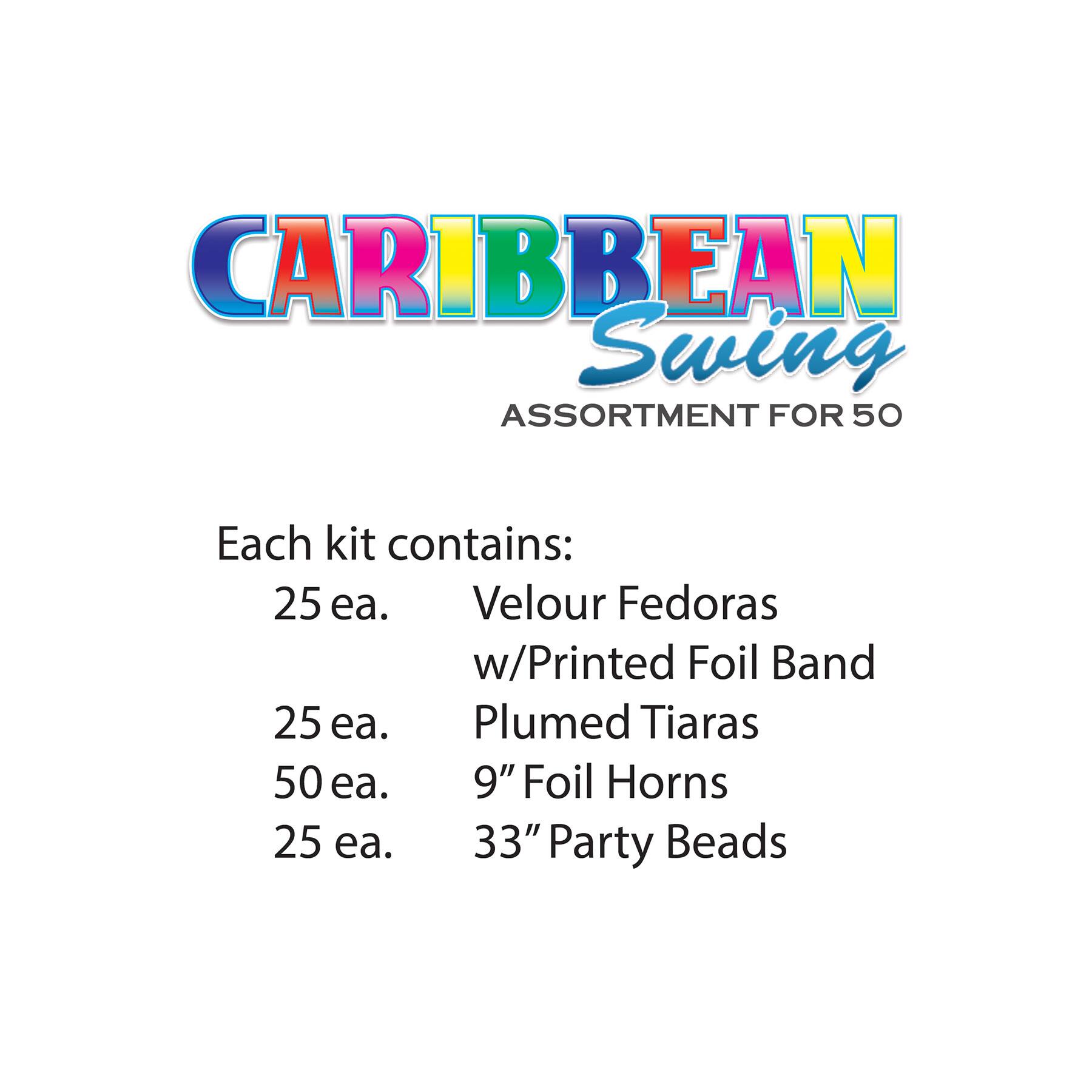 Beistle White New Year Caribbean Swing Party Favor Kit for 50