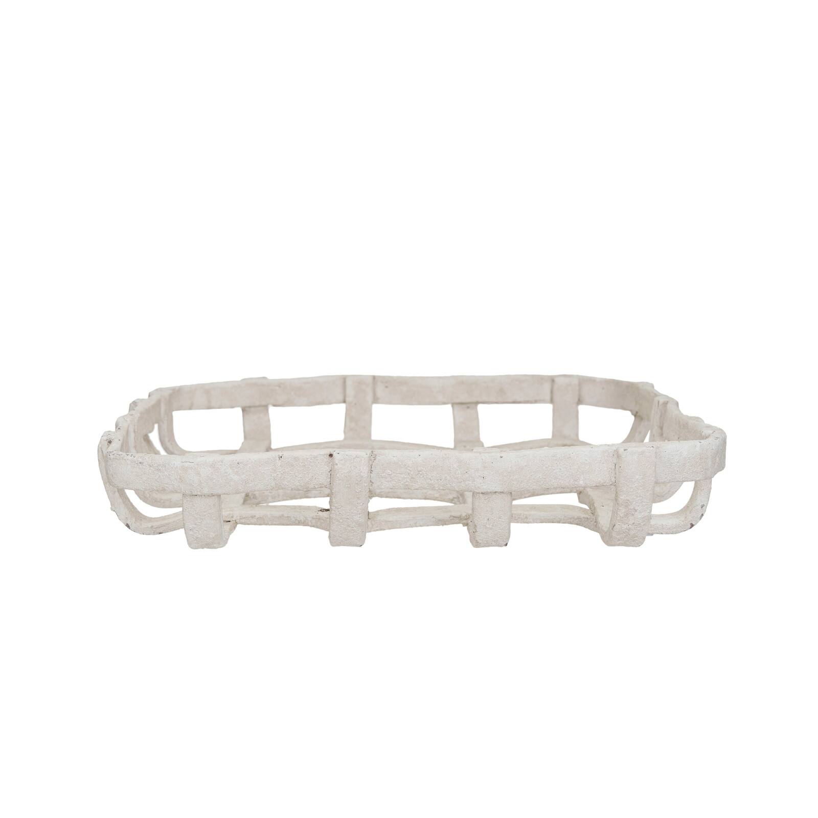 Hello Honey® 15.25" White Distressed Finish Woven Basket