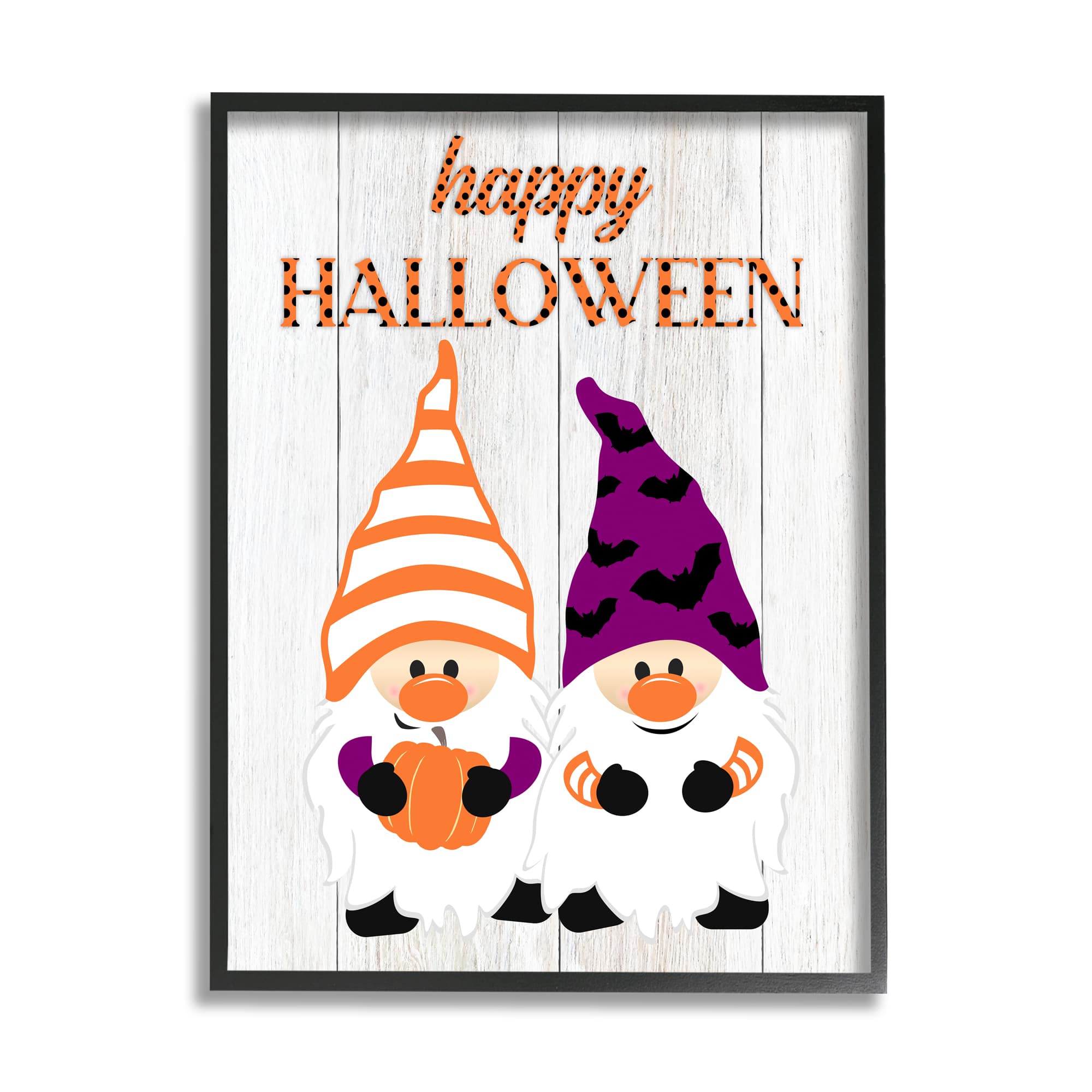 Stupell Industries Happy Halloween Seasonal Gnomes Framed Giclee Art