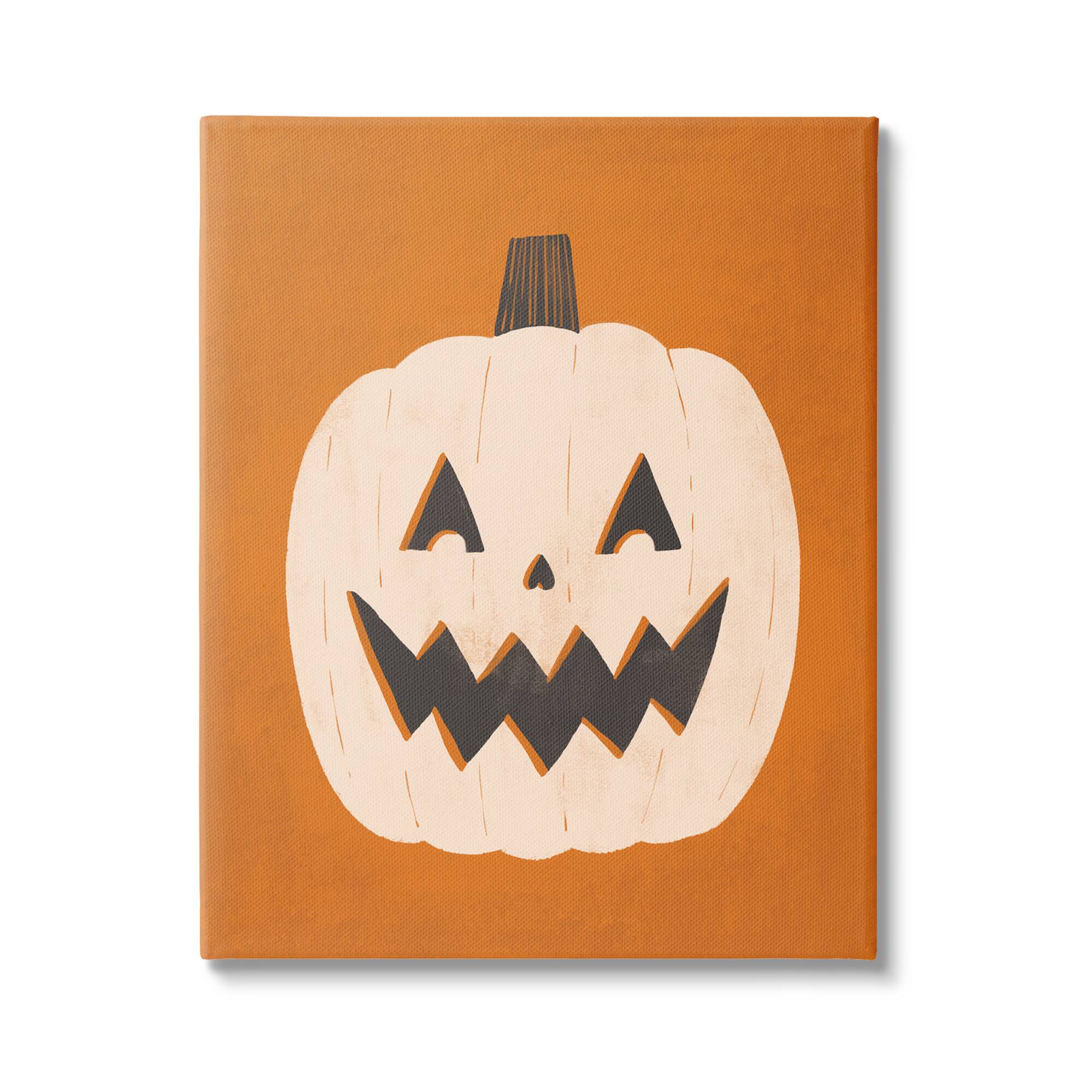 Stupell Industries Happy Jack-o-Lantern Halloween Pumpkin Canvas Wall Art