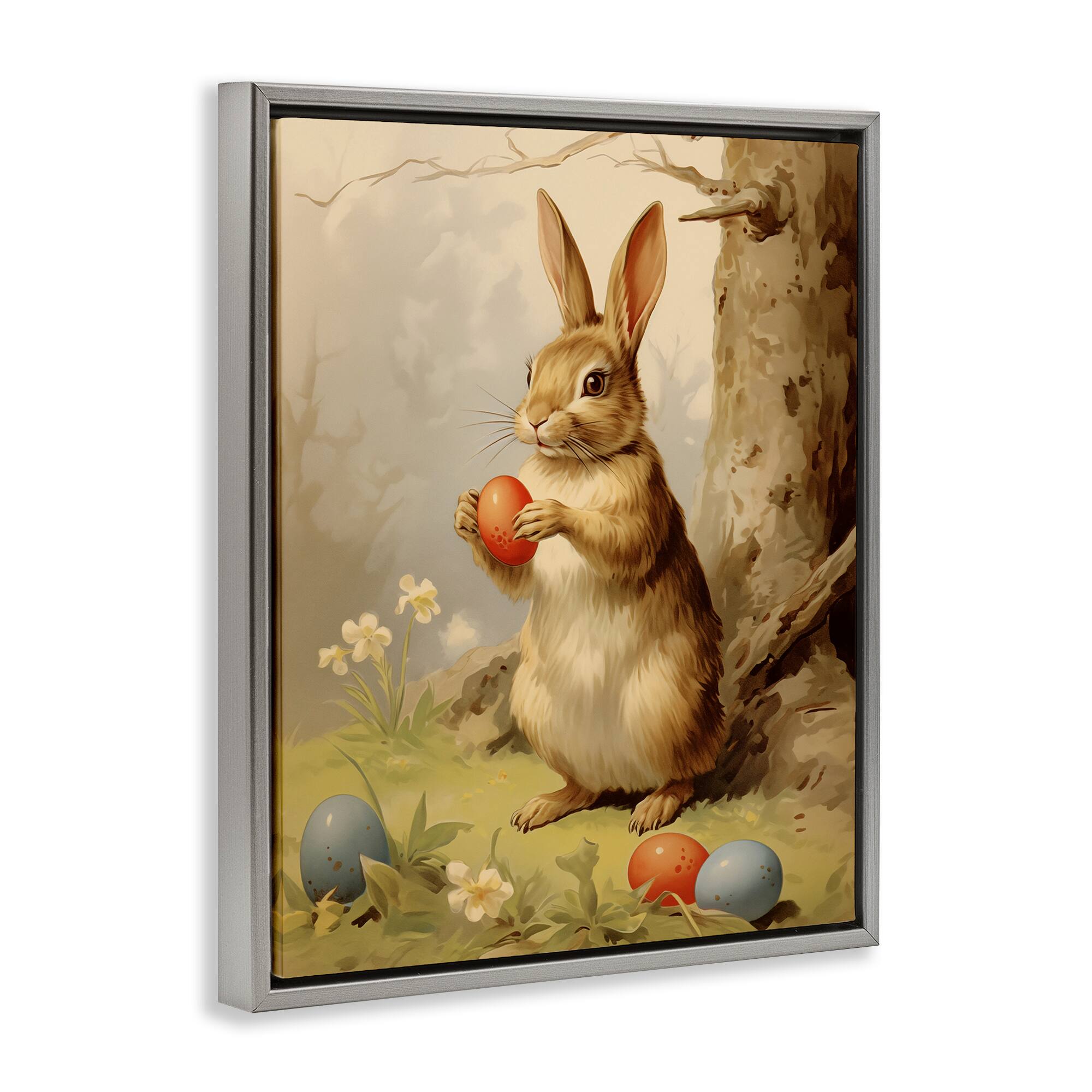Stupell Industries Easter Bunny in Nature Floating Frame Wall Art