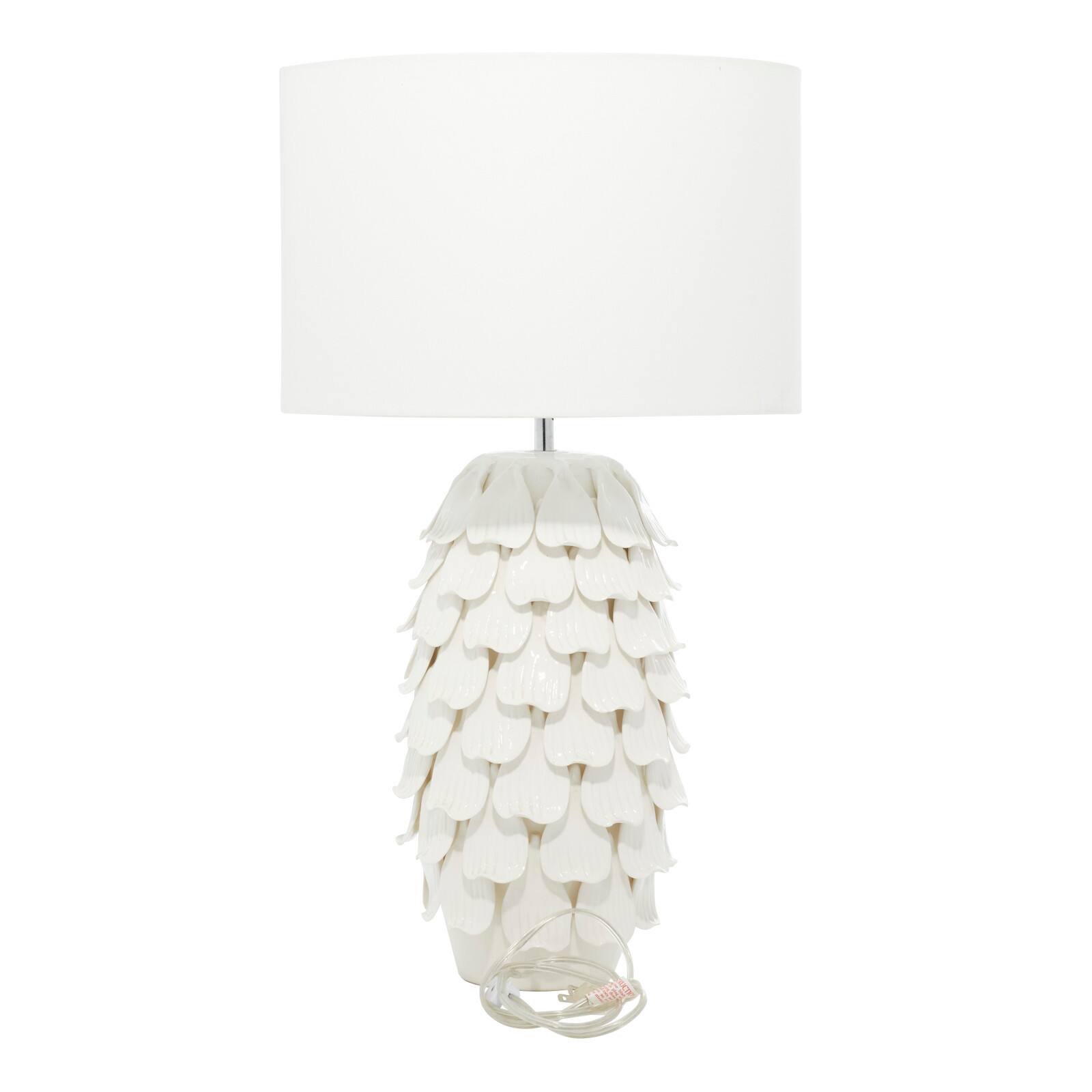 28" White Ceramic Coastal Table Lamp