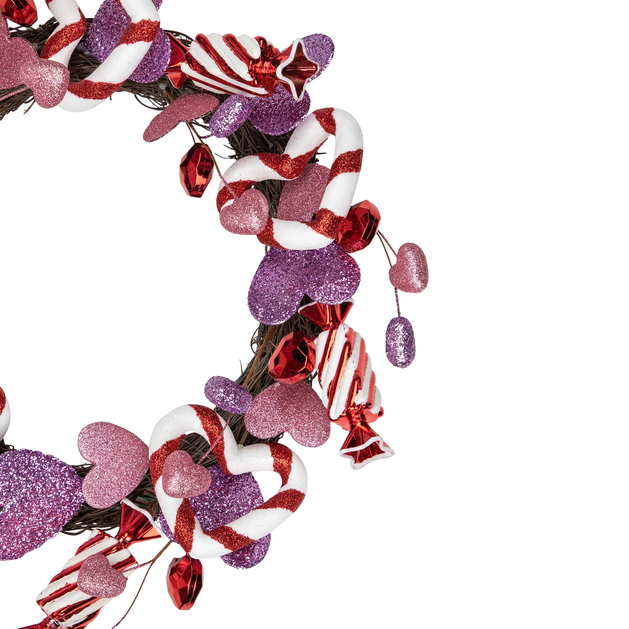16" Pink & Purple Valentine's Day Candies & Hearts Wreath