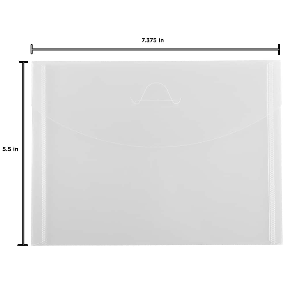 JAM Paper 5.5" x 7.375" Clear Plastic Tuck Flap Closure Envelopes, 12ct.