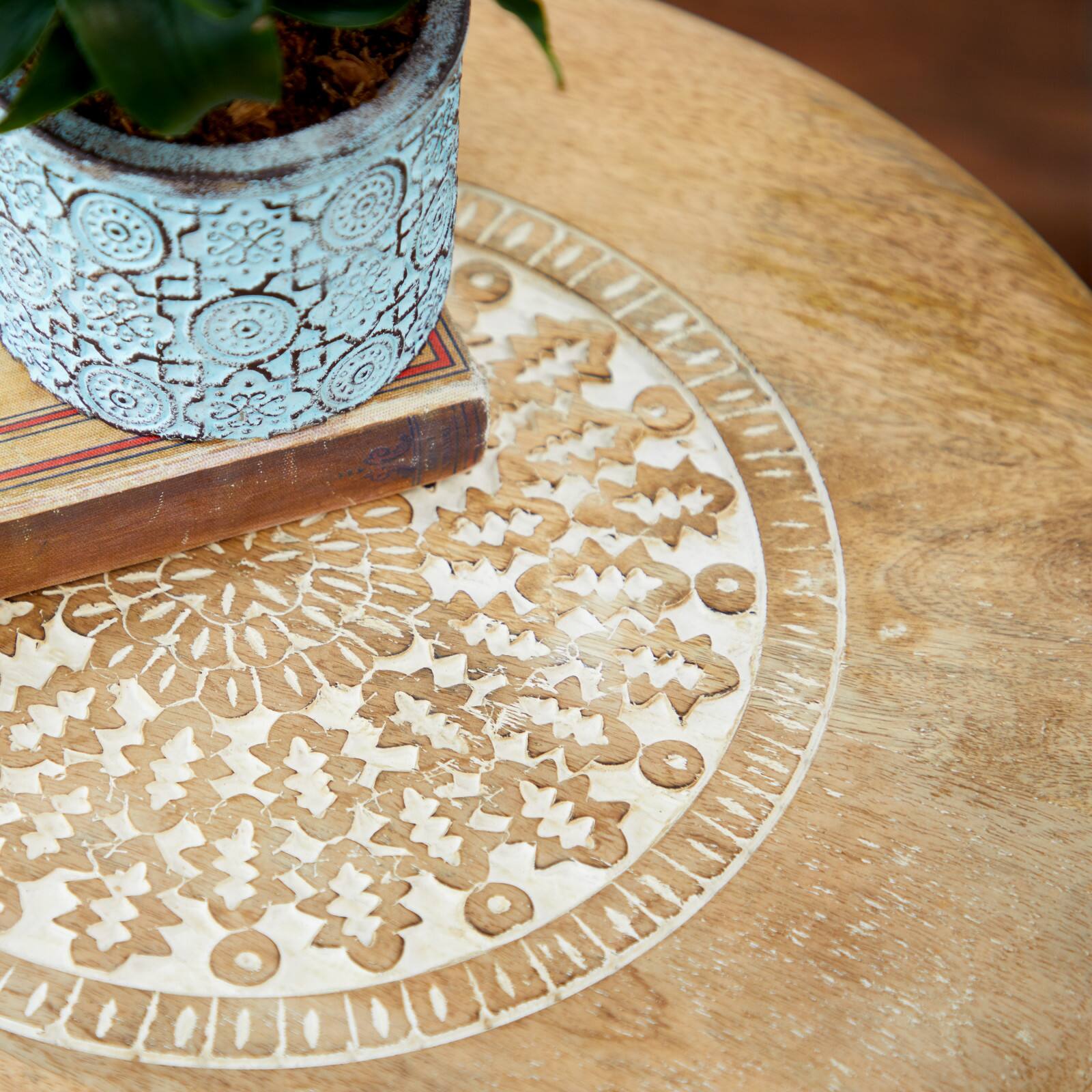 22" Brown Mango Wood Traditional Accent Table