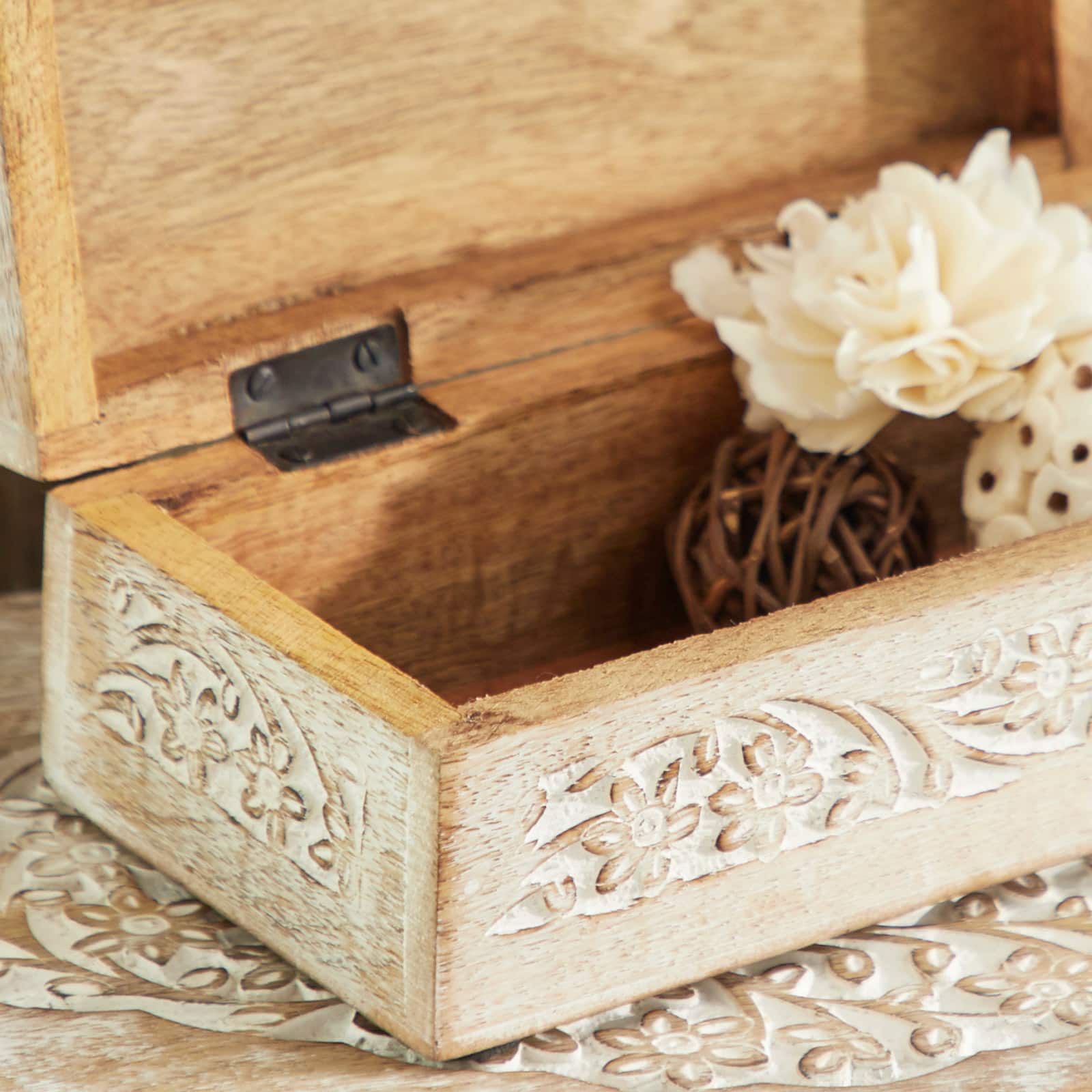 White Mango Wood Natural Box Set, 8", 10" & 12"