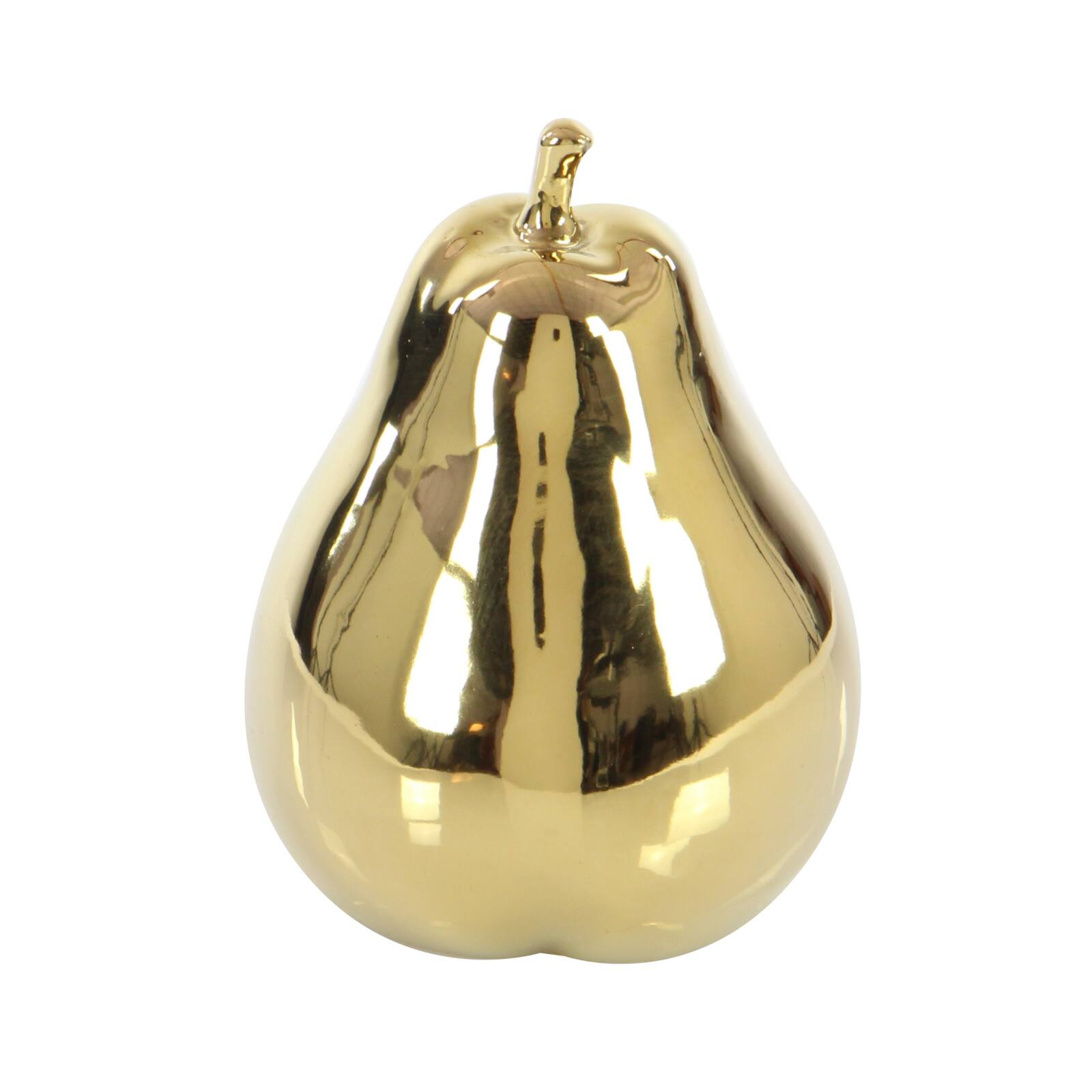 Set of 4 Gold Stoneware Glam Fruit Sculpture, 11" x 8"