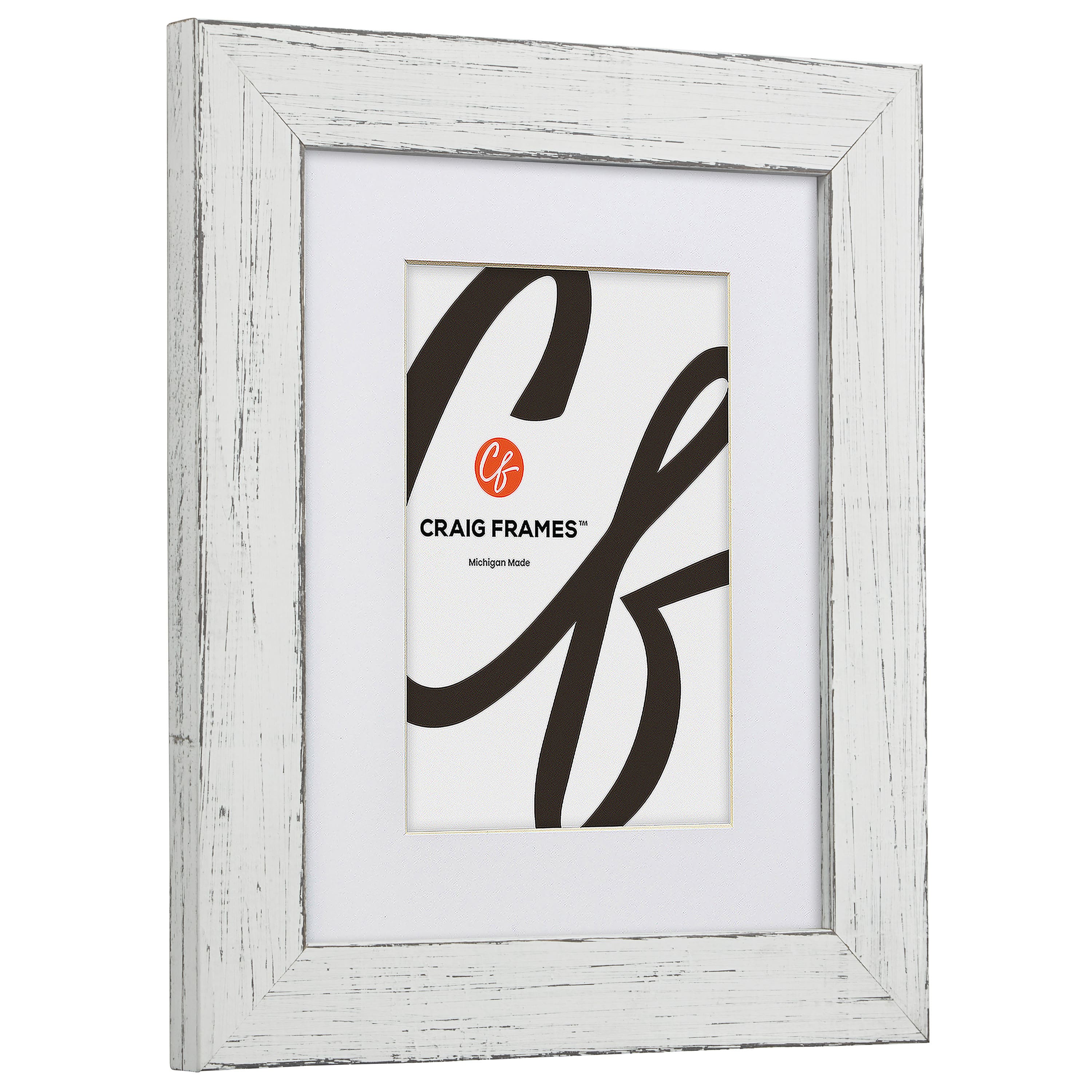 Craig Frames 4 Pack: Jasper Marshmallow Weathered White Picture Frame with Mat