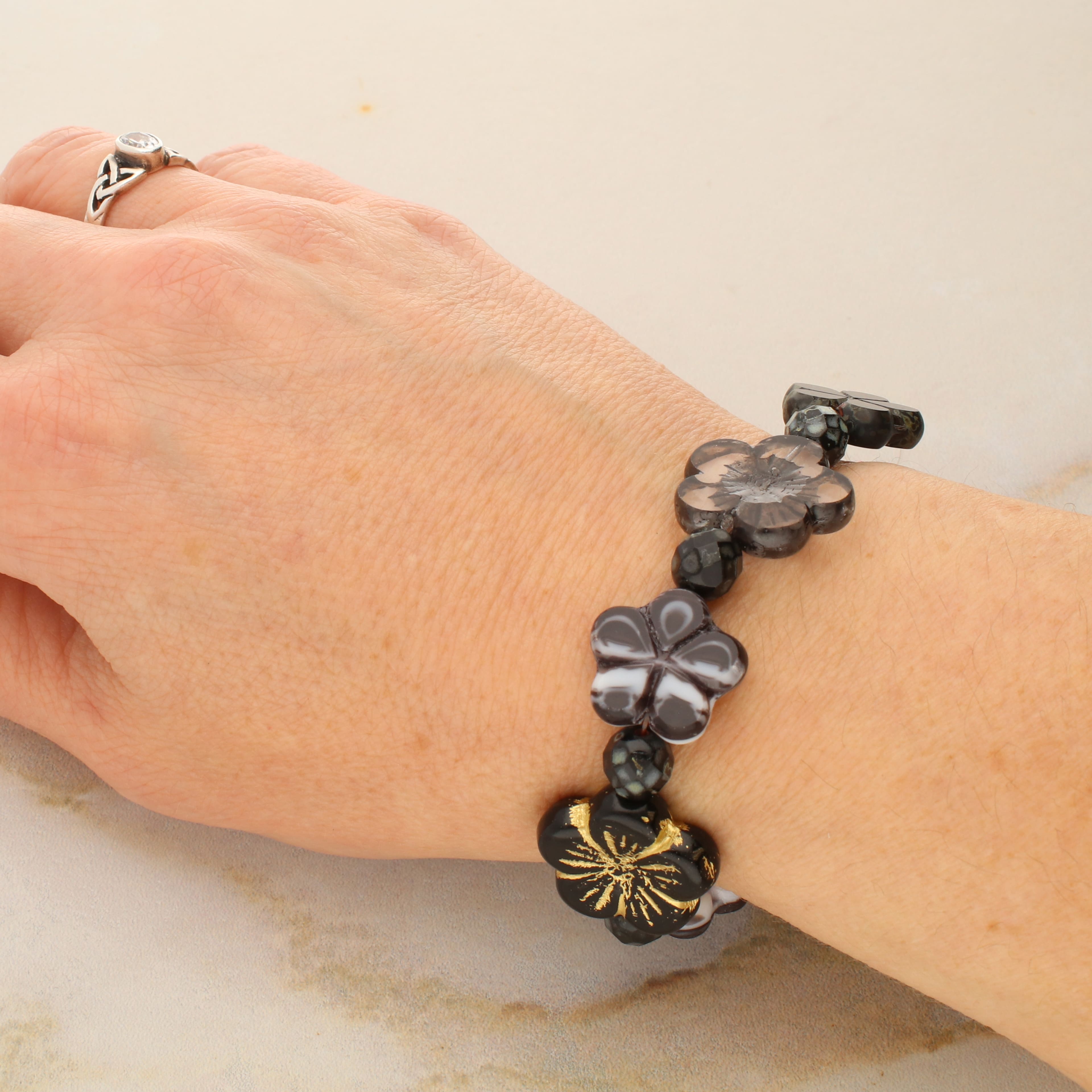 6 Pack: Black Tea Czech Glass Flower Bead Mix by Bead Landing™