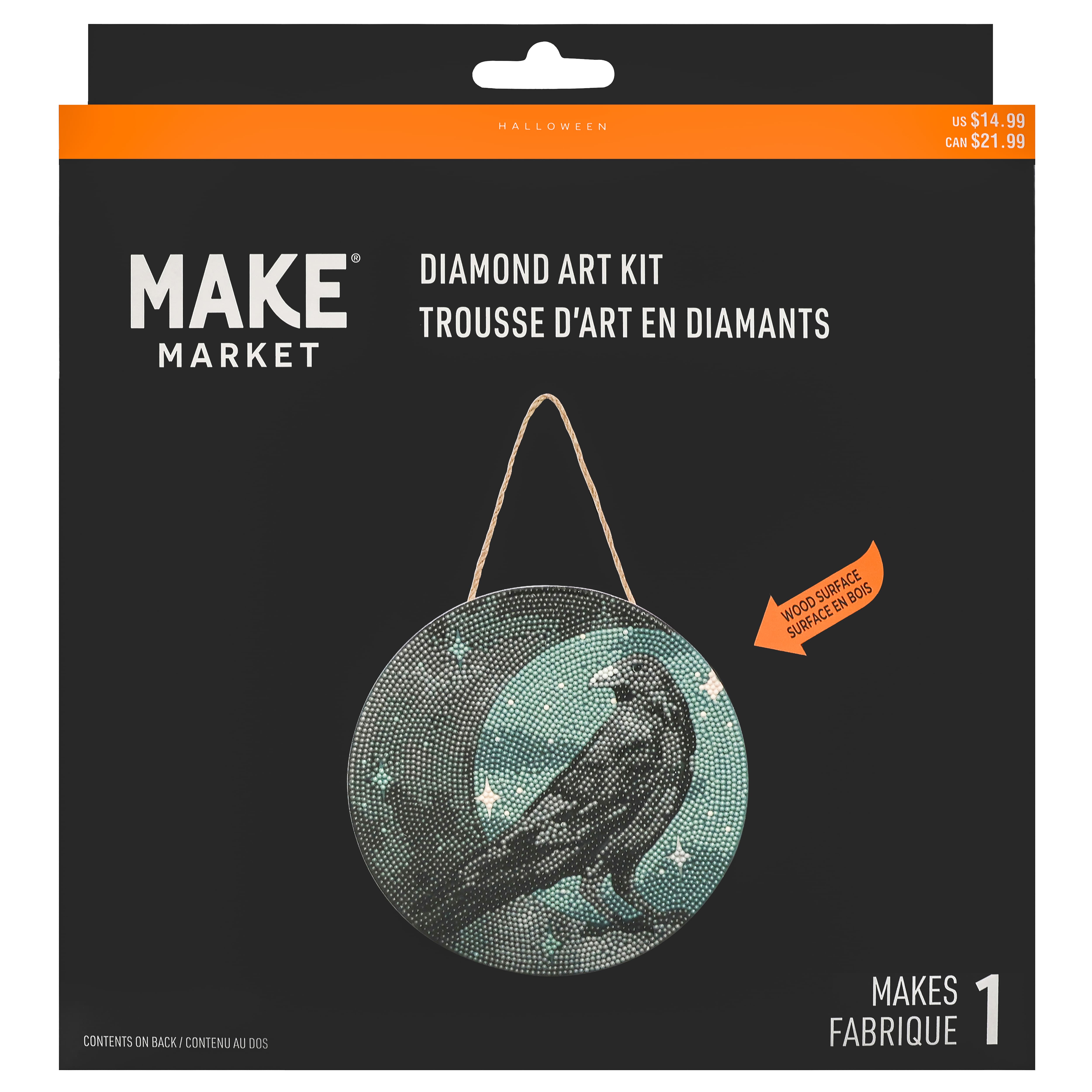 8" Moon Crow Round Wood Plaque Diamond Art Kit by Make Market®