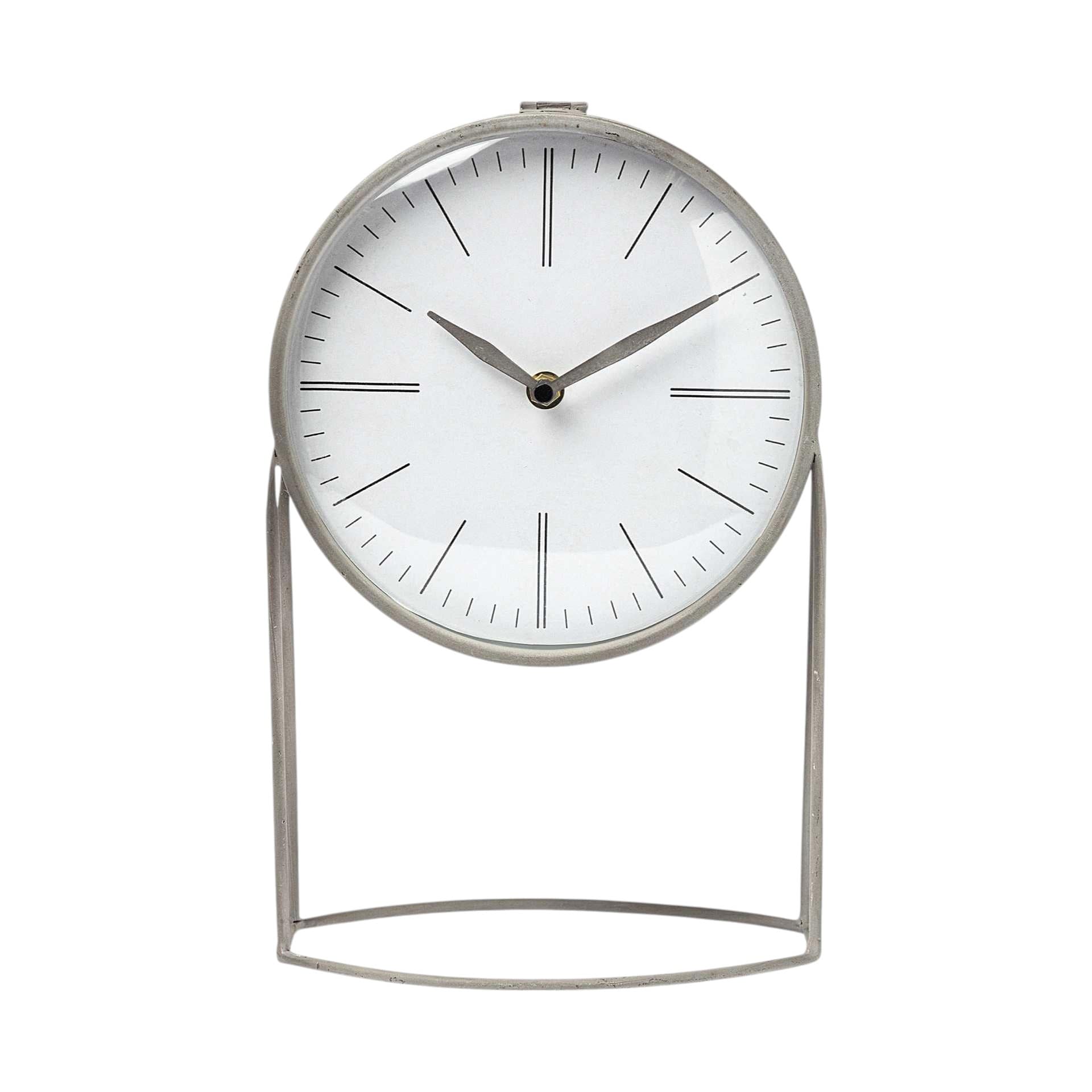 HomeRoots 12.5" Gray Metal Table Clock