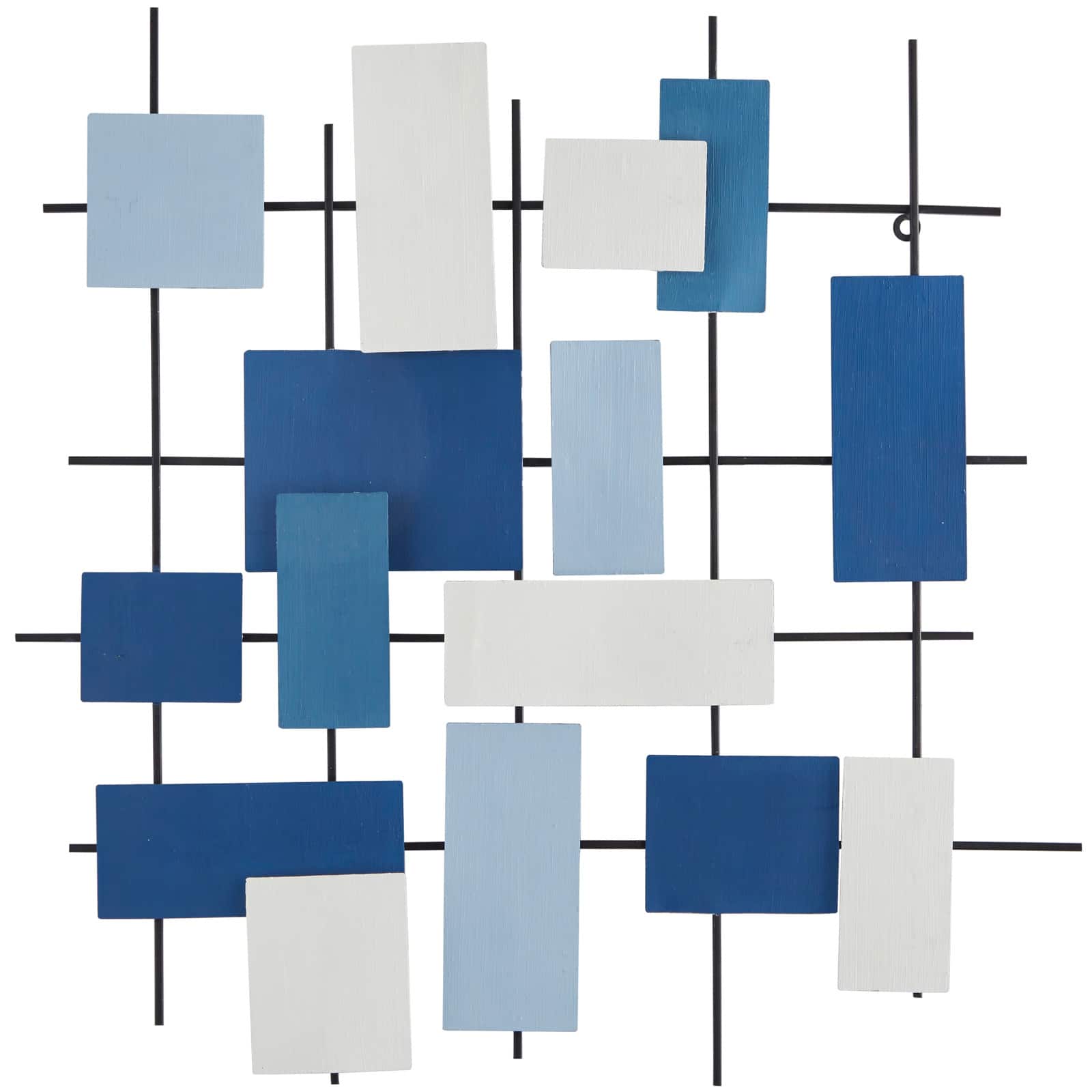 CosmoLiving by Cosmopolitan Blue Metal Overlapping Stripes Geometric Wall Decor 29" x 2" x 30"
