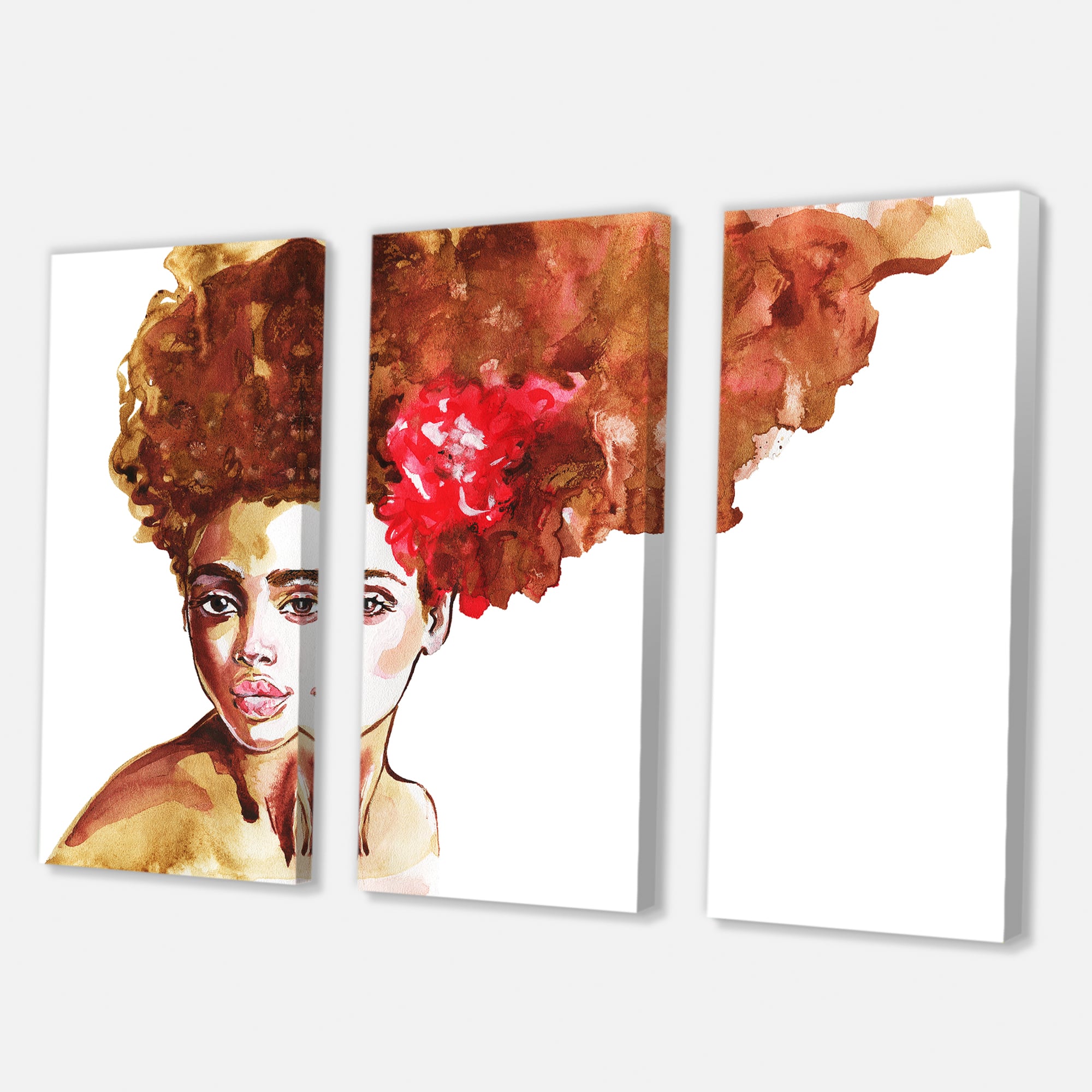 Designart - Portrait of Young African American Woman II - Modern Canvas Wall Art Print