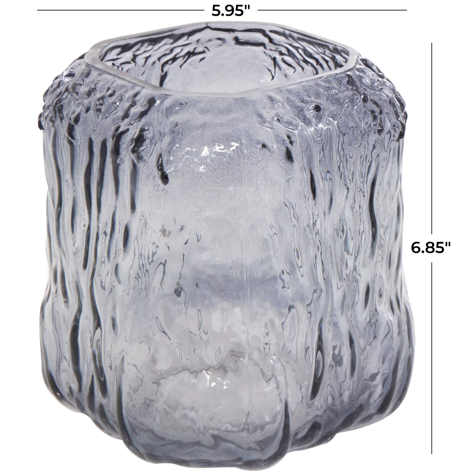 7" Gray Abstract Square Ombre Glass Vase