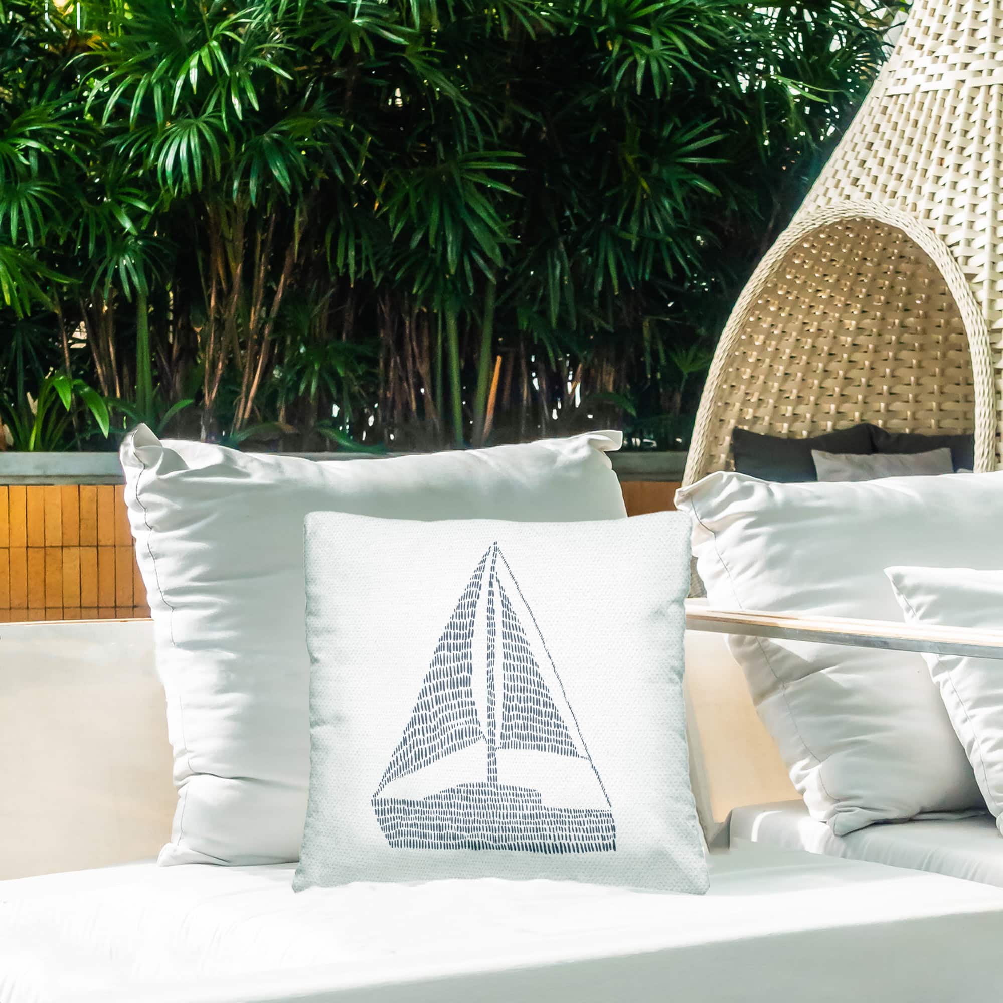 Stupell Industries 18" x 18" Minimal Sail Boat Outdoor Print Throw Pillow