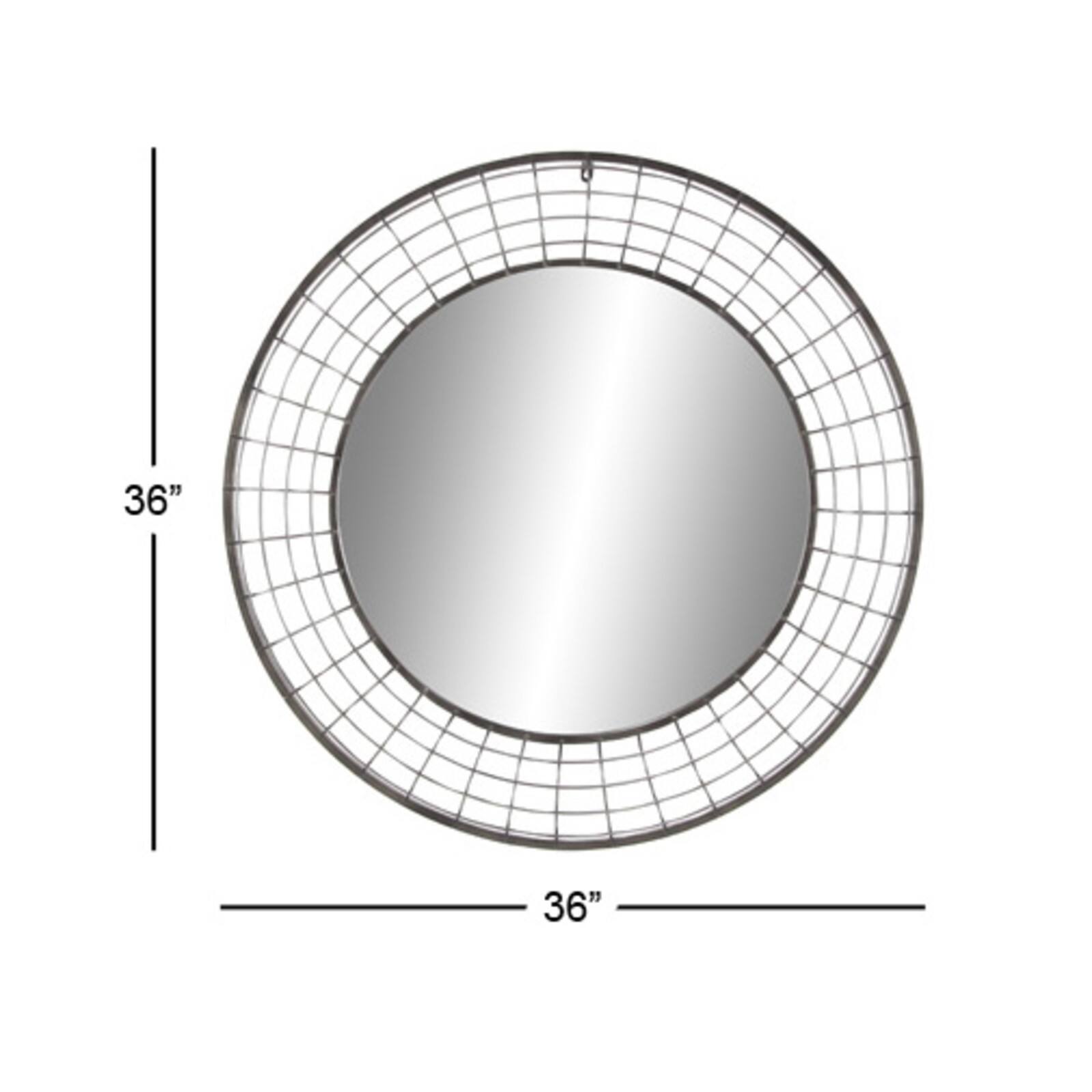 36" Black Industrial Metal Round Wall Mirror