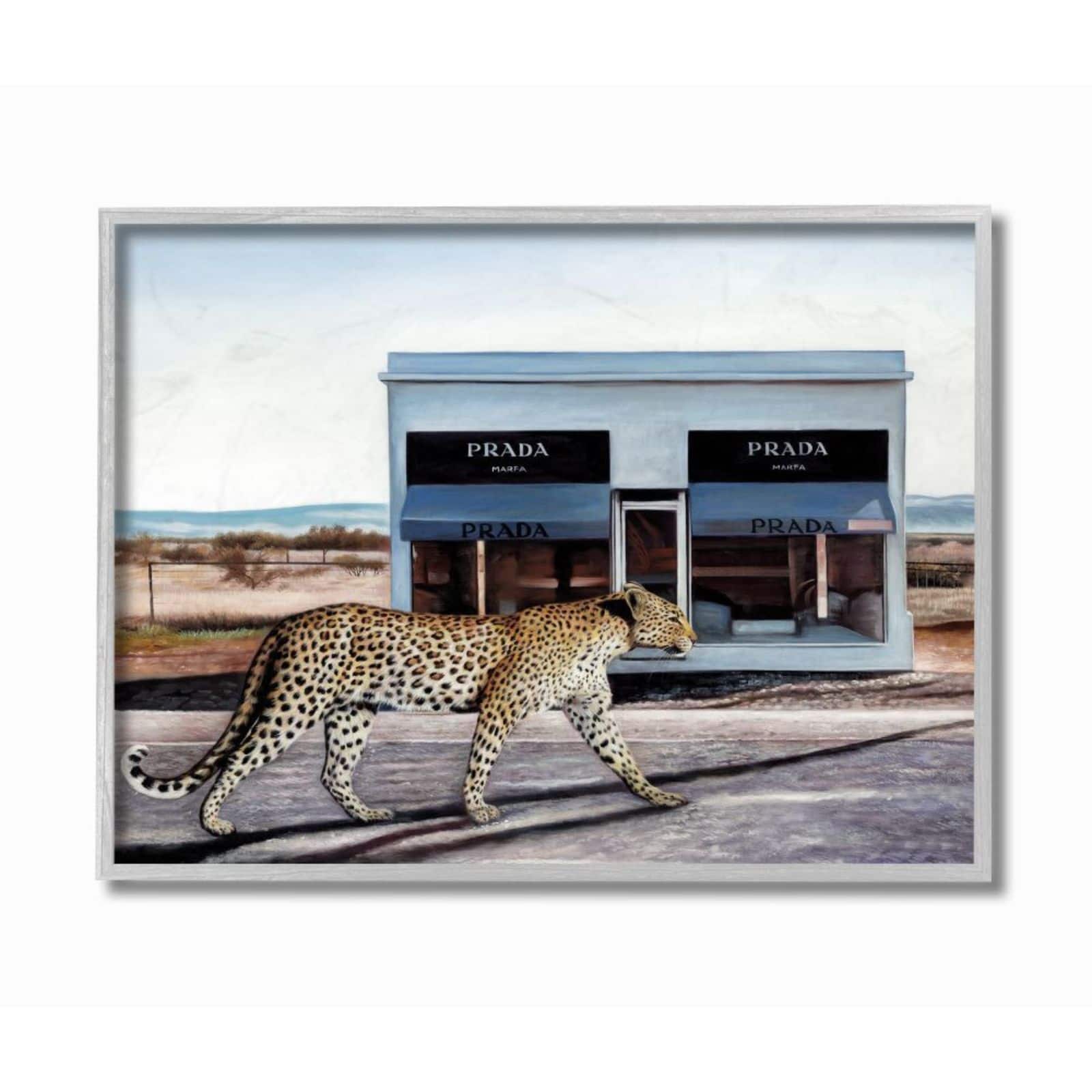 Stupell Industries Fashion Store Cheetah Gray Framed Wall Art
